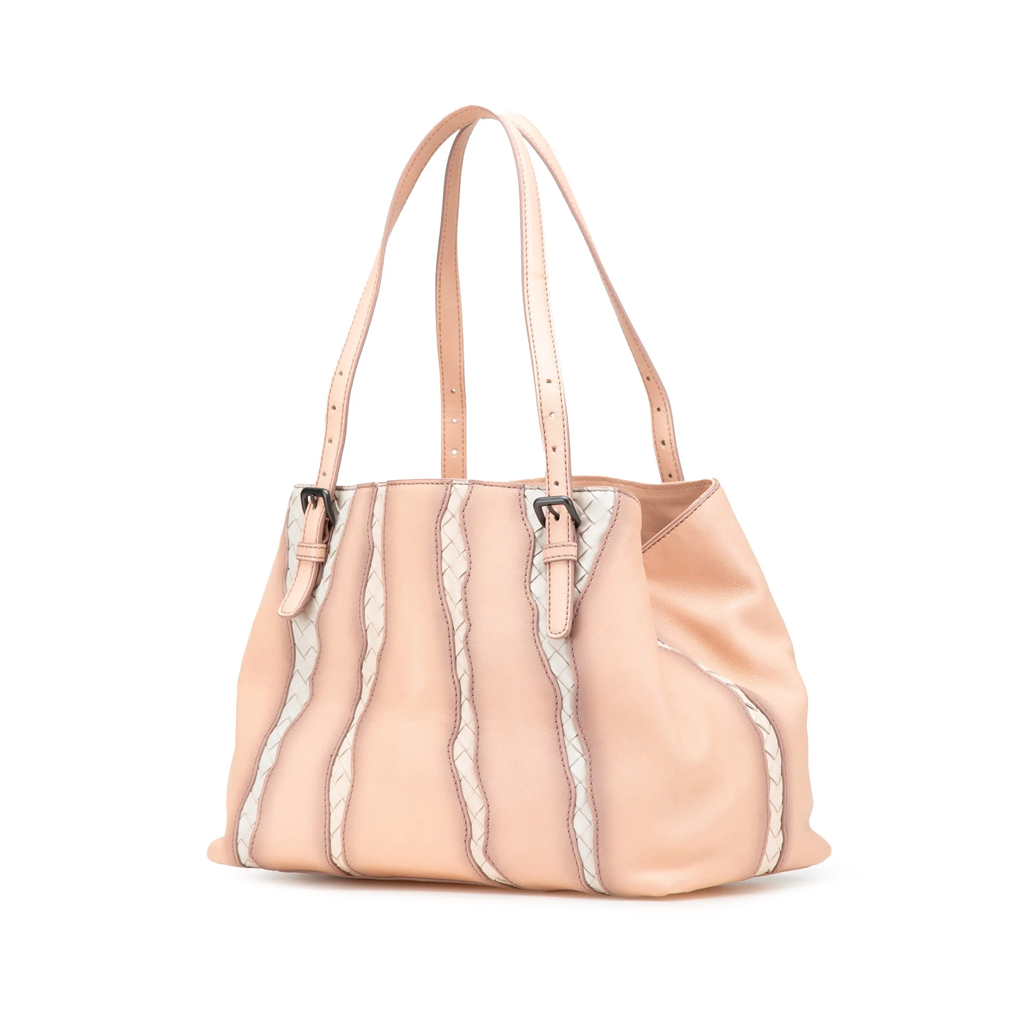 Bottega Veneta | Pre-Owned Medium Nappa Intrecciato Glimmer Tote | Pink - Image 5