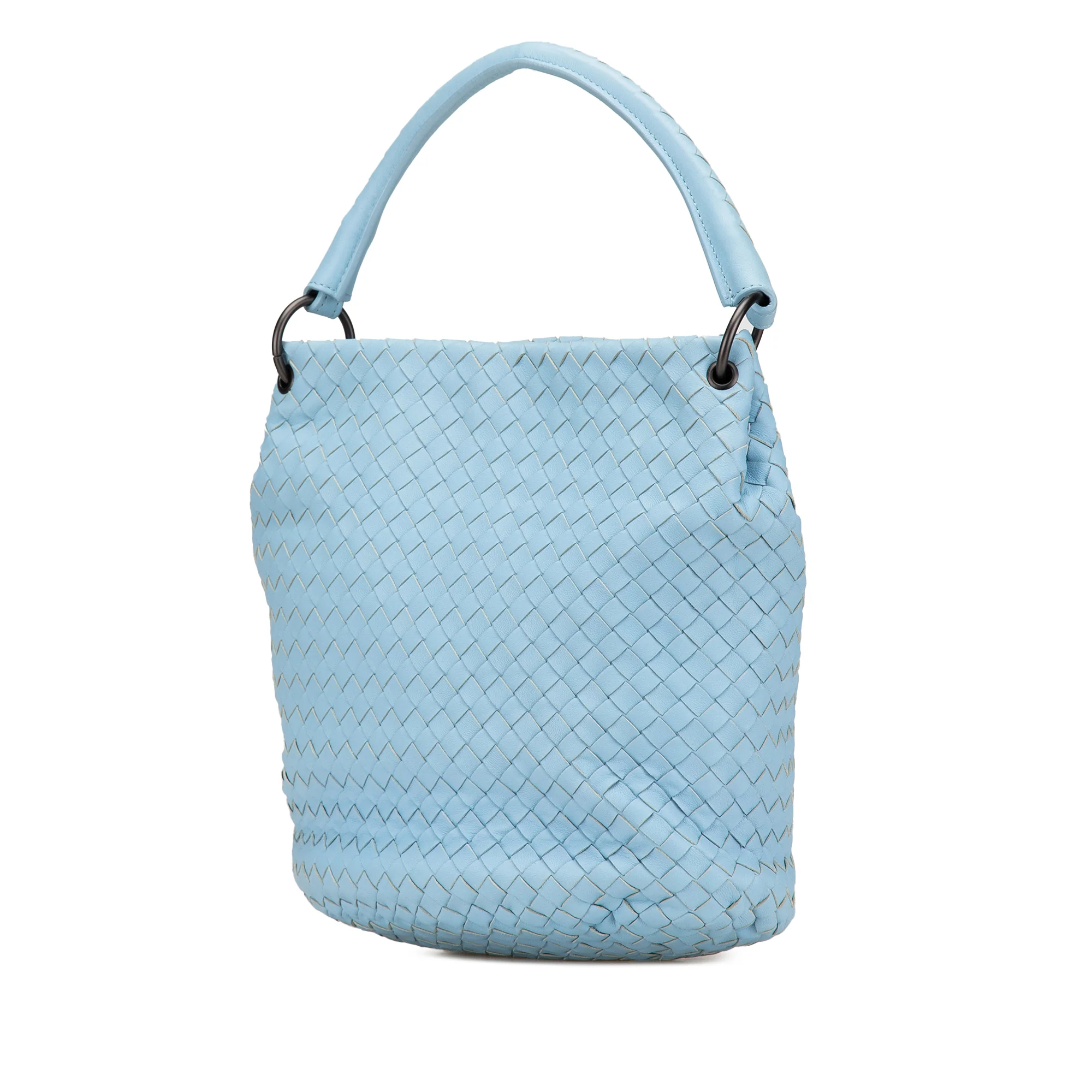 Bottega Veneta | Pre-Owned Nappa Intrecciato Bucket Bag | Blue/Light Blue - Image 3