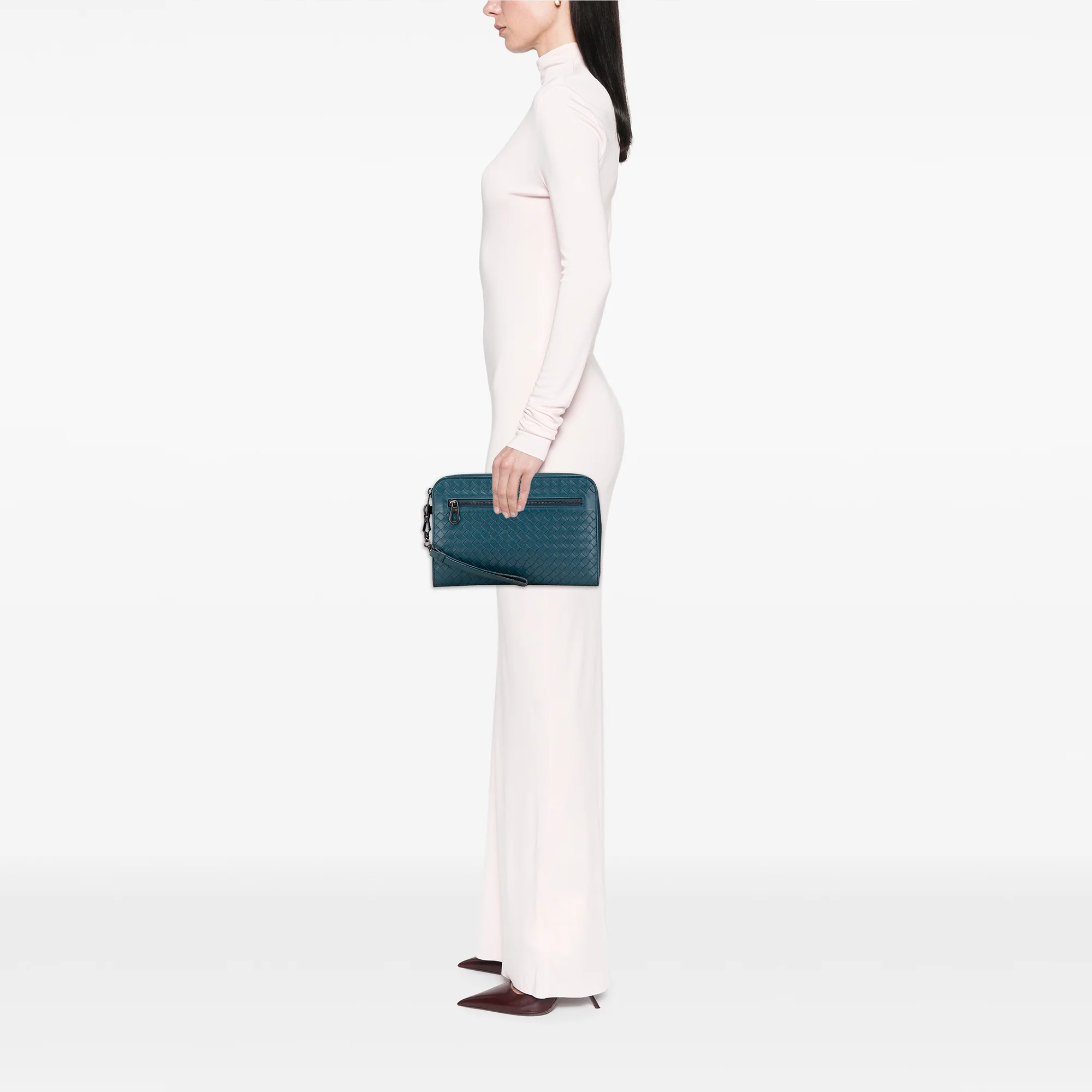 Bottega Veneta | Pre-Owned Nappa Intrecciato Clutch | Blue/Peacock - Image 3