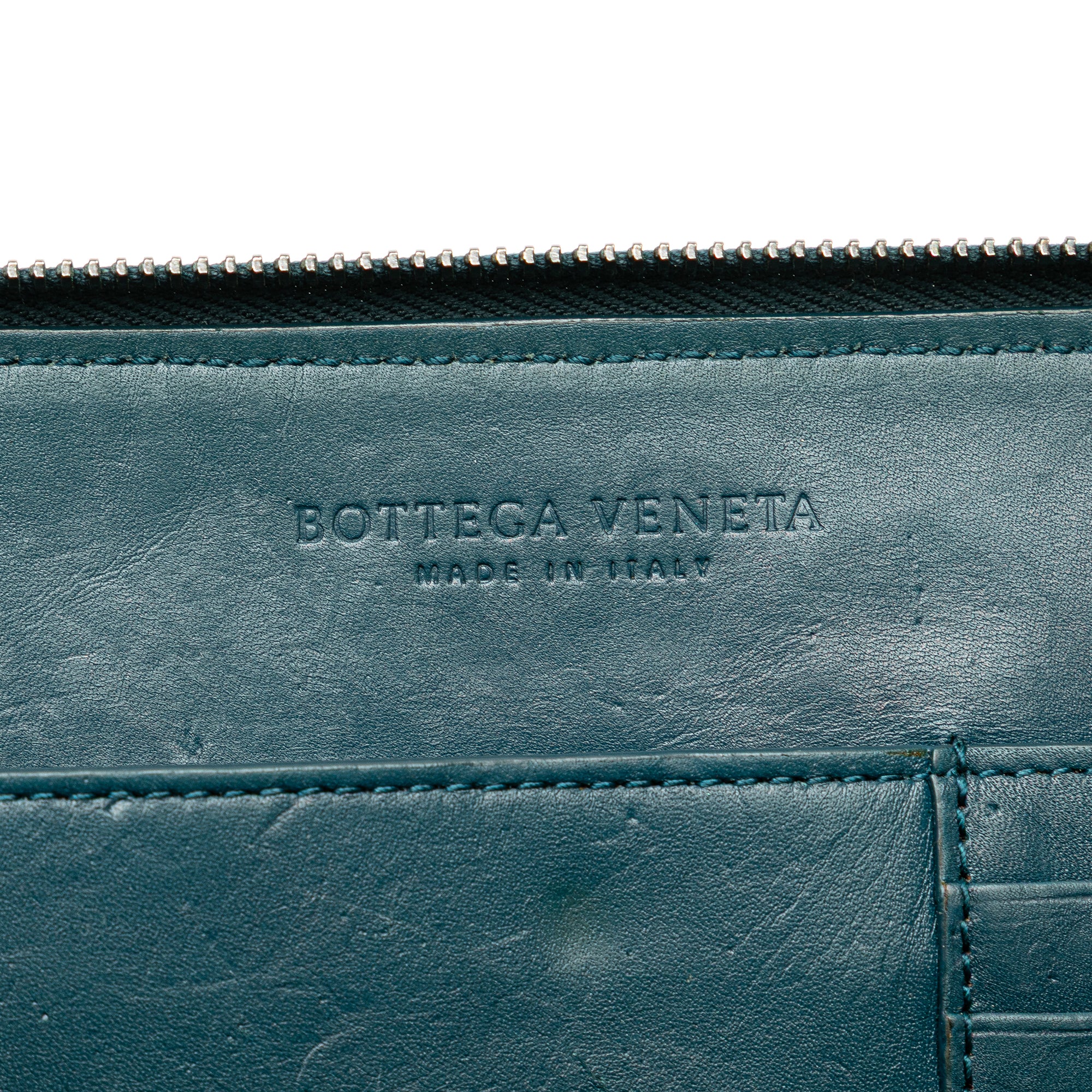 Bottega Veneta | Pre-Owned Nappa Intrecciato Clutch | Blue/Peacock - Image 7