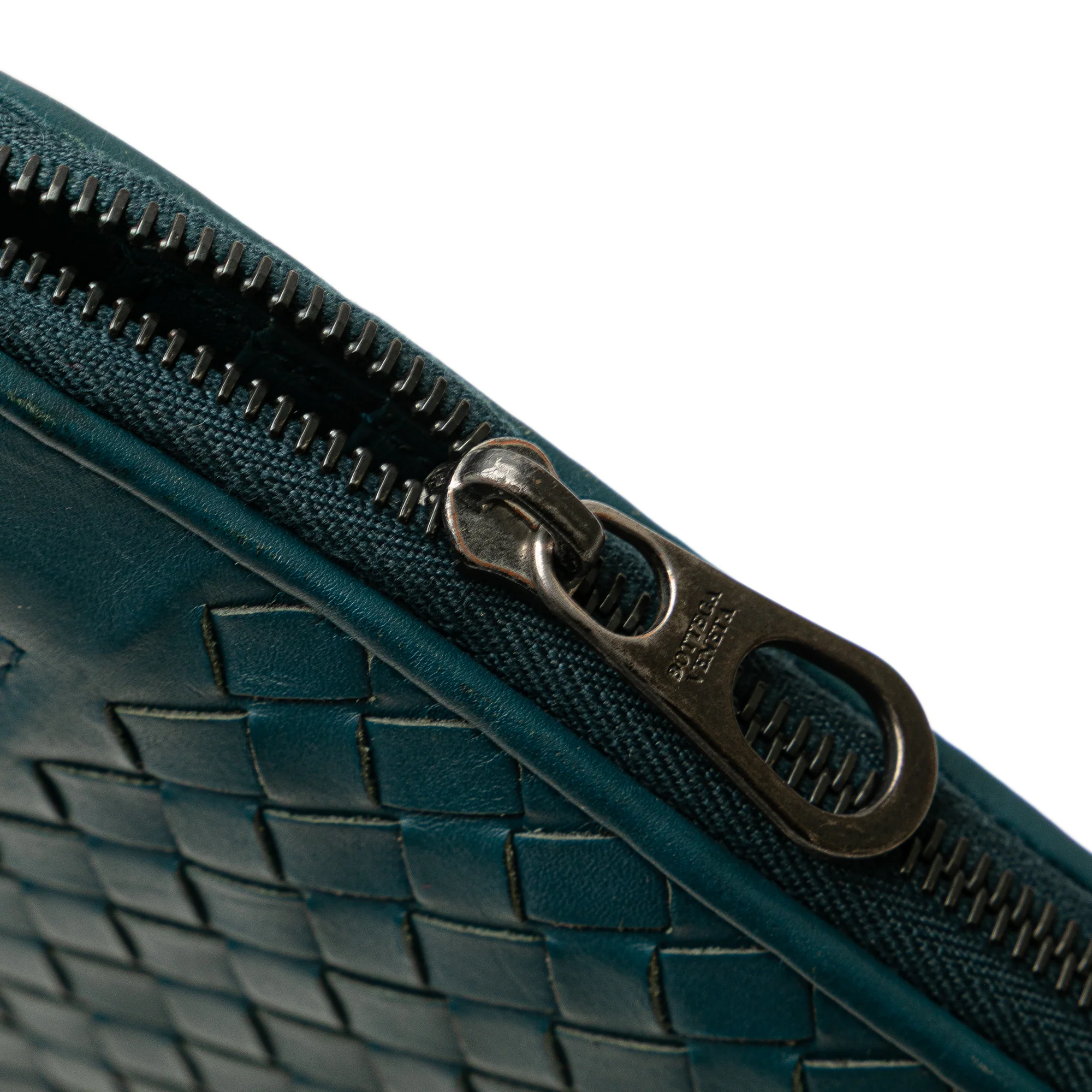 Bottega Veneta | Pre-Owned Nappa Intrecciato Clutch | Blue/Peacock - Image 9