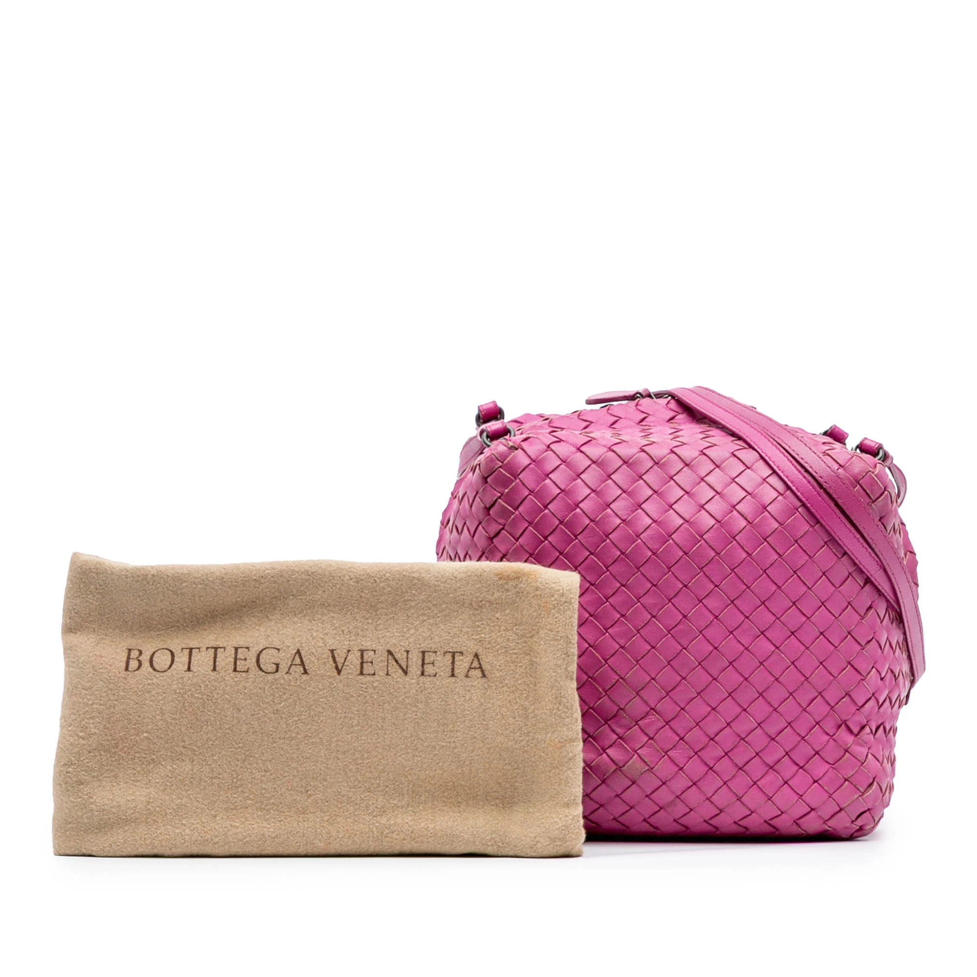 Bottega Veneta | Pre-Owned Nappa Intrecciato Cube Crossbody | Pink/Hot Pink - Image 3