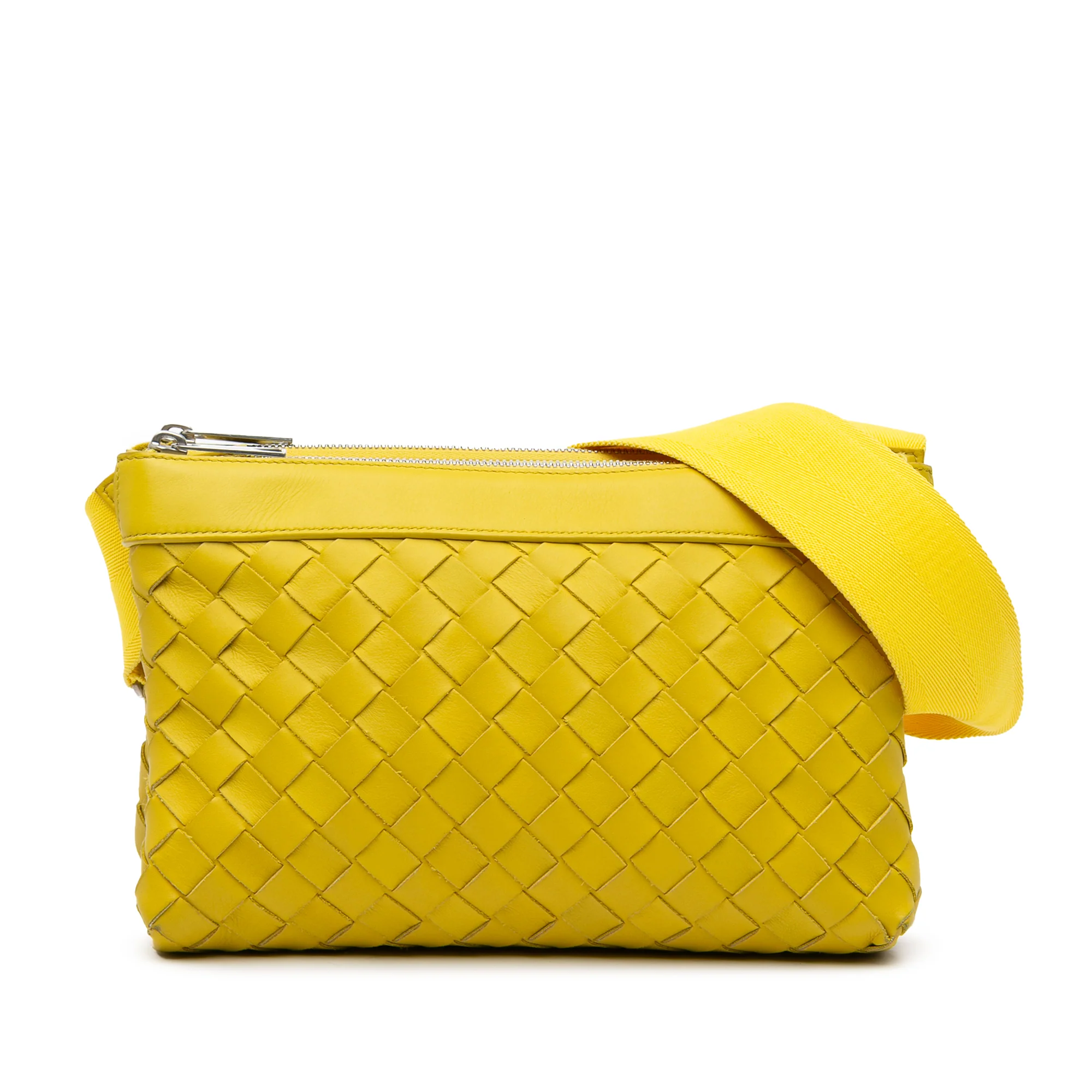 Bottega Veneta | Pre-Owned Nappa Intrecciato Duo Crossbody | Yellow