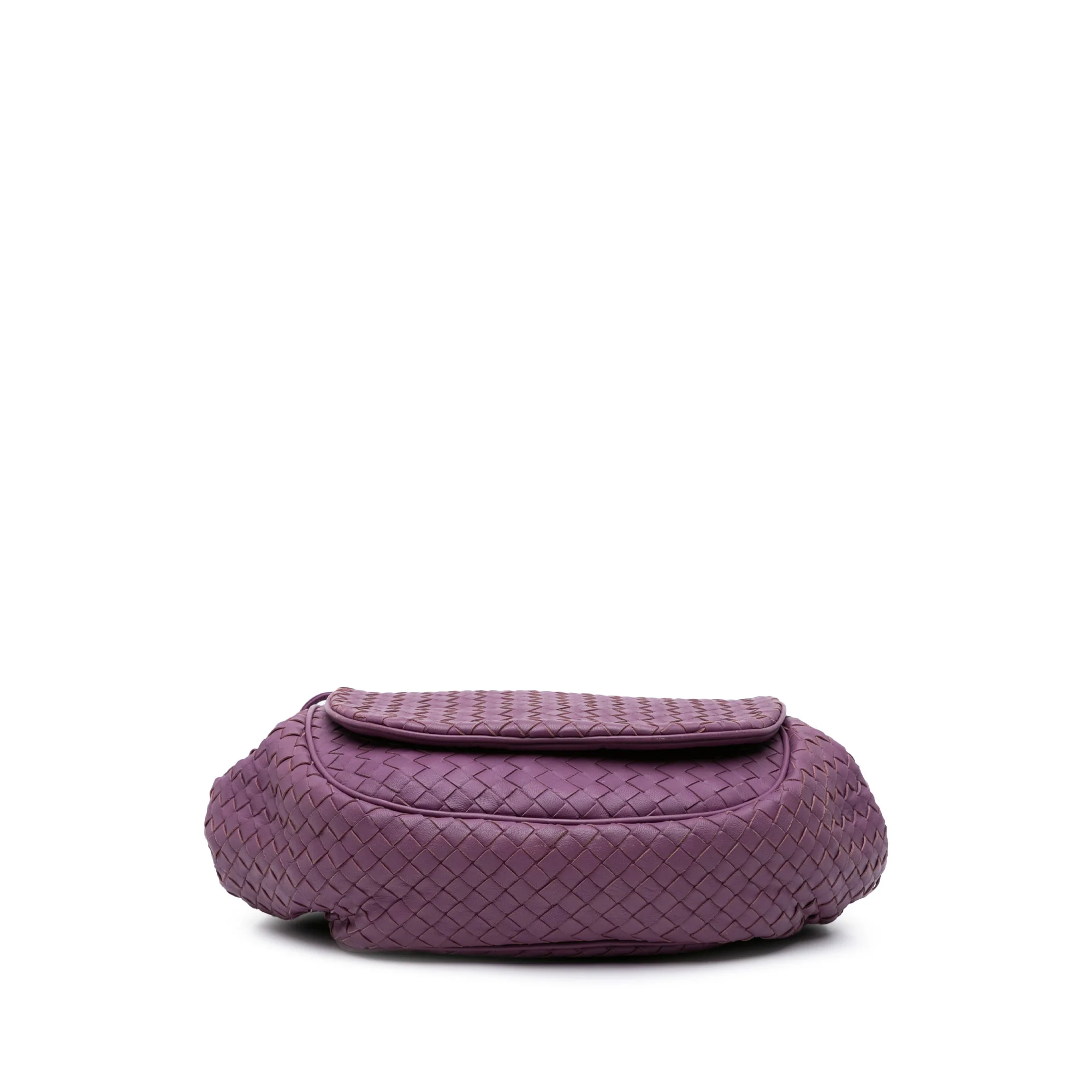 Bottega Veneta | Pre-Owned Nappa Intrecciato Flap Crossbody | Purple/Dark Purple - Image 3