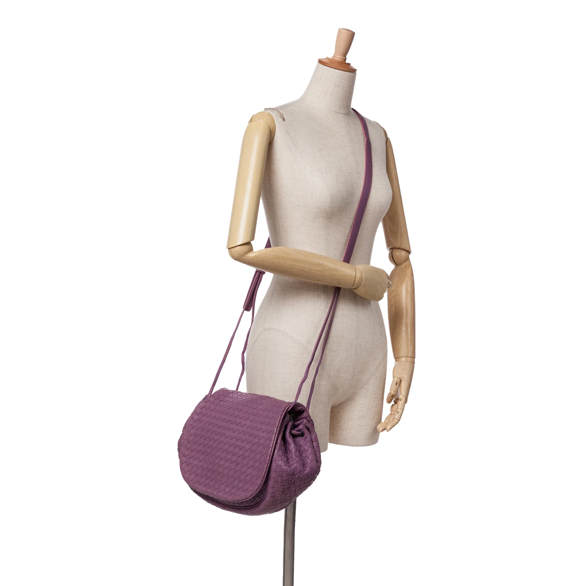Bottega Veneta | Pre-Owned Nappa Intrecciato Flap Crossbody | Purple/Dark Purple - Image 7