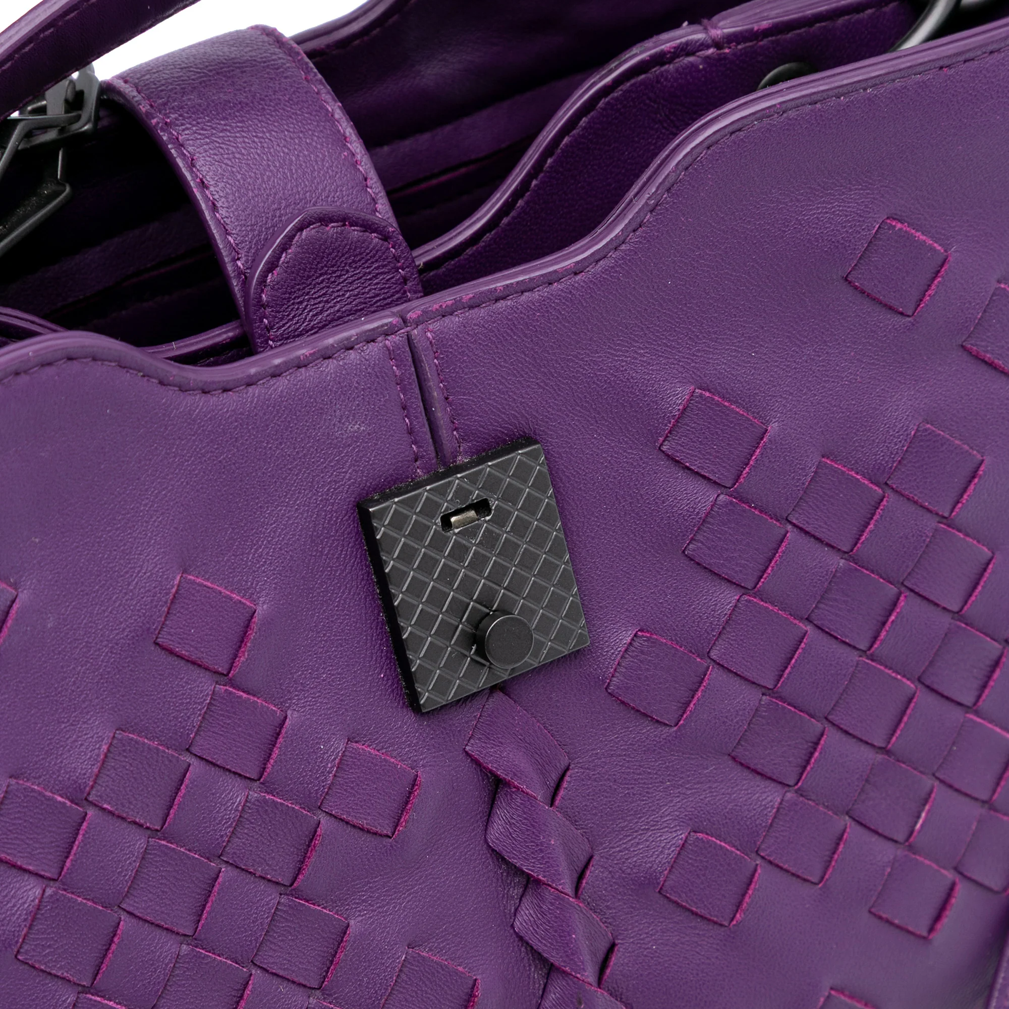 Bottega Veneta | Pre-Owned Nappa Intrecciato Napoli Satchel | Purple/Dark Purple - Image 13