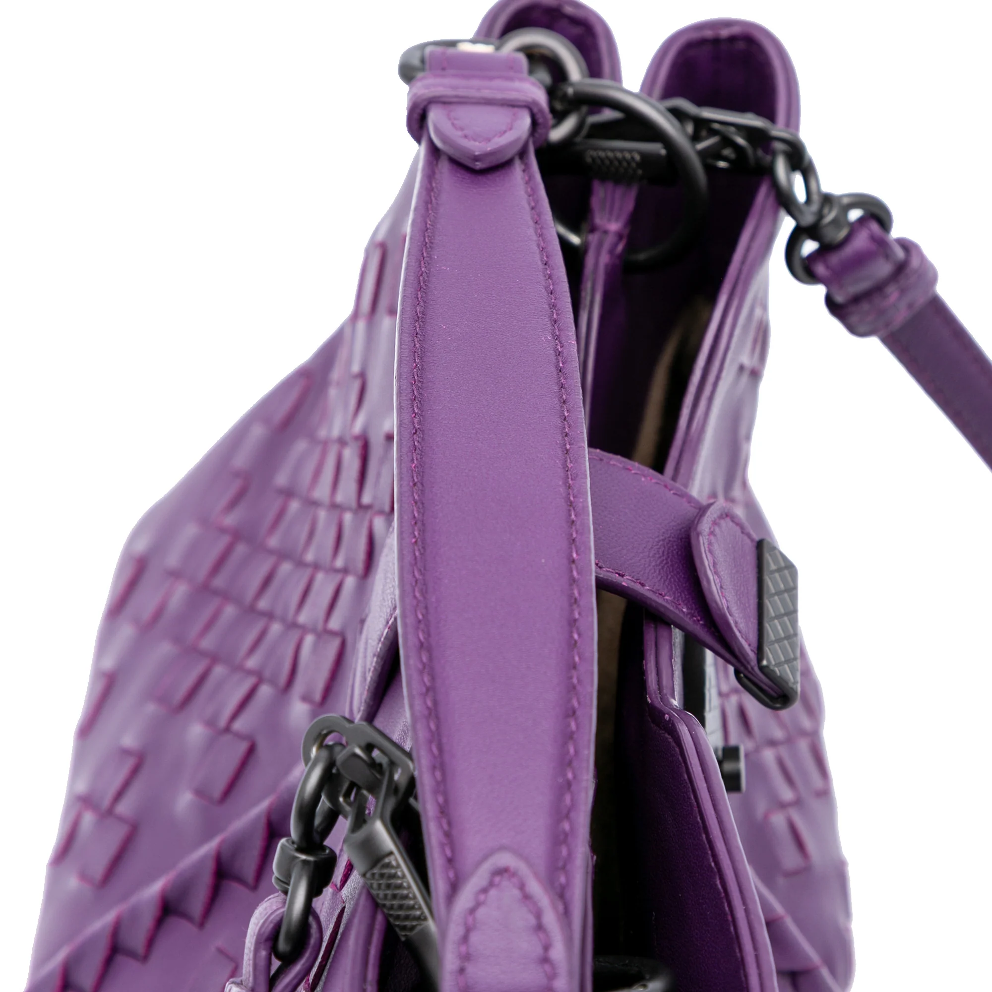 Bottega Veneta | Pre-Owned Nappa Intrecciato Napoli Satchel | Purple/Dark Purple - Image 3