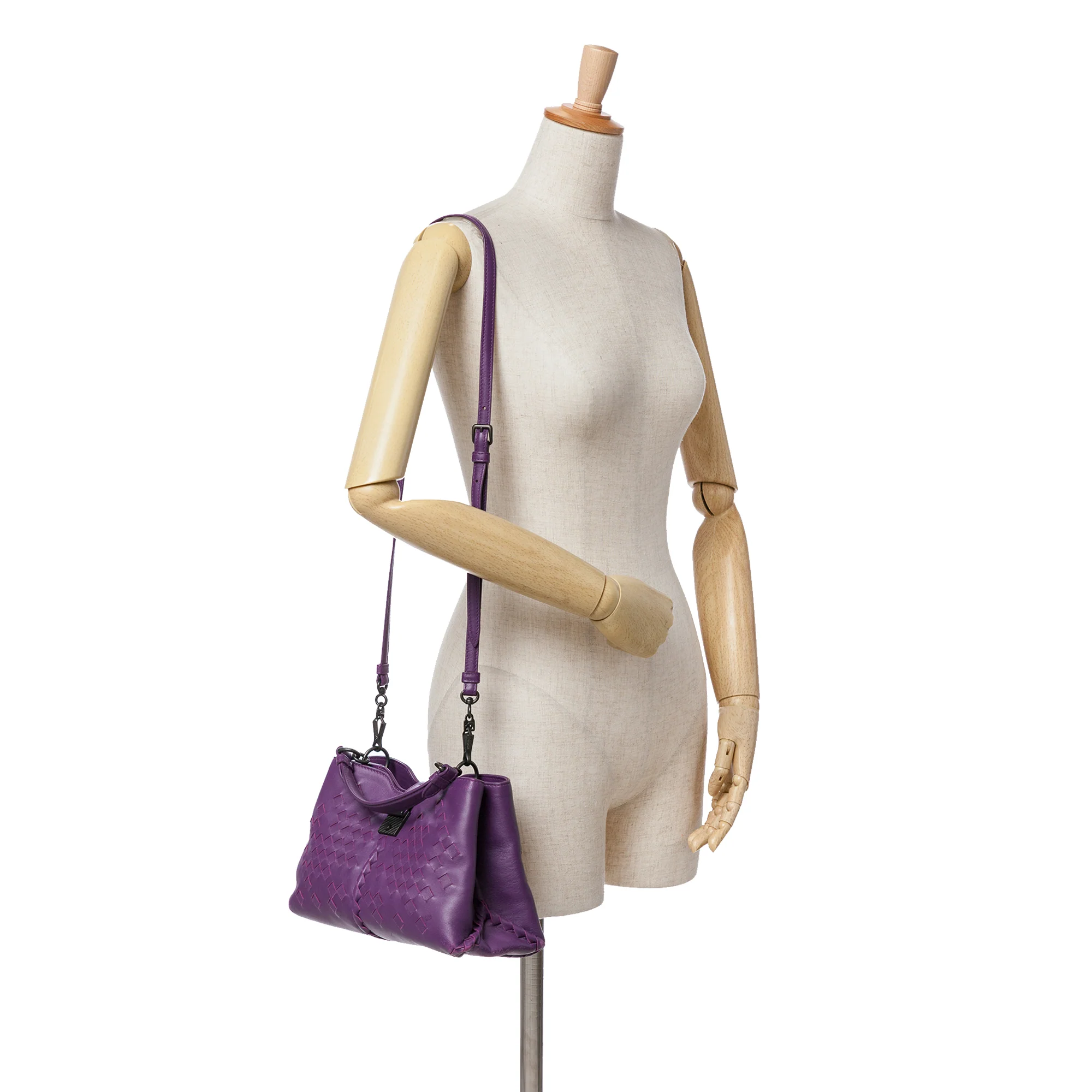 Bottega Veneta | Pre-Owned Nappa Intrecciato Napoli Satchel | Purple/Dark Purple - Image 5