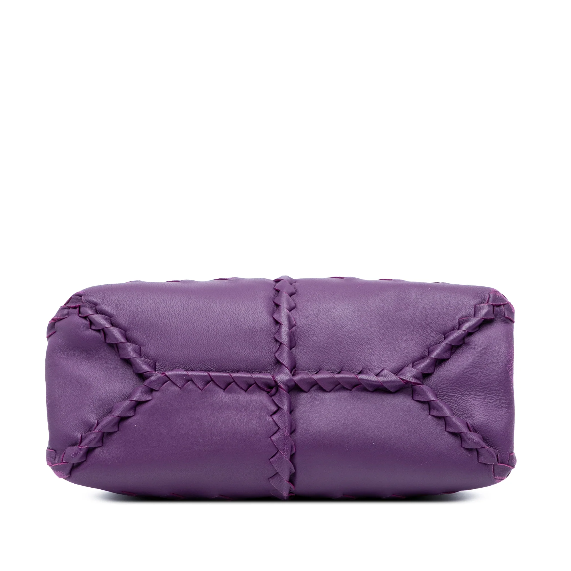 Bottega Veneta | Pre-Owned Nappa Intrecciato Napoli Satchel | Purple/Dark Purple - Image 7