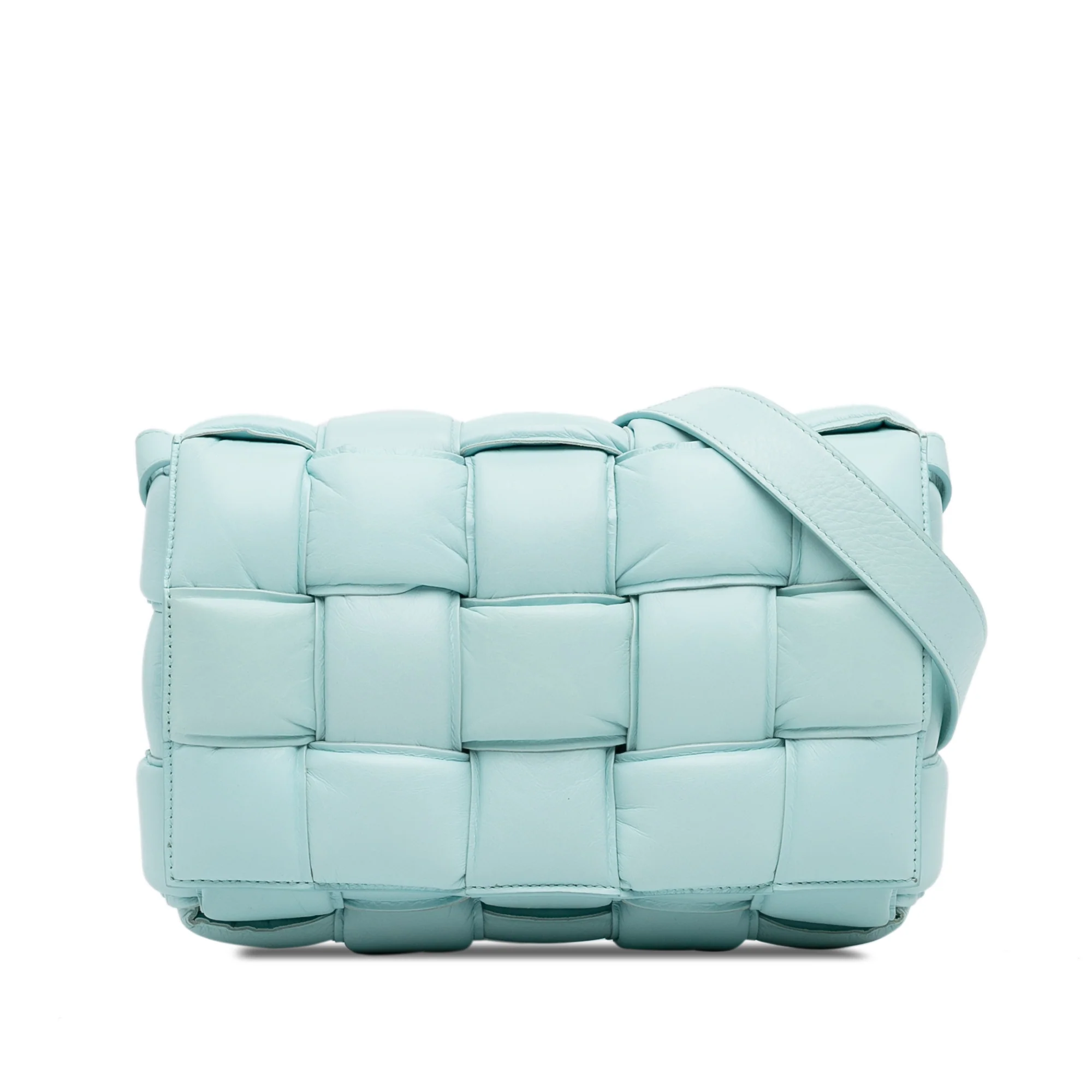 Bottega Veneta | Pre-Owned Nappa Intrecciato Padded Cassette Crossbody - II | Blue/Light Blue