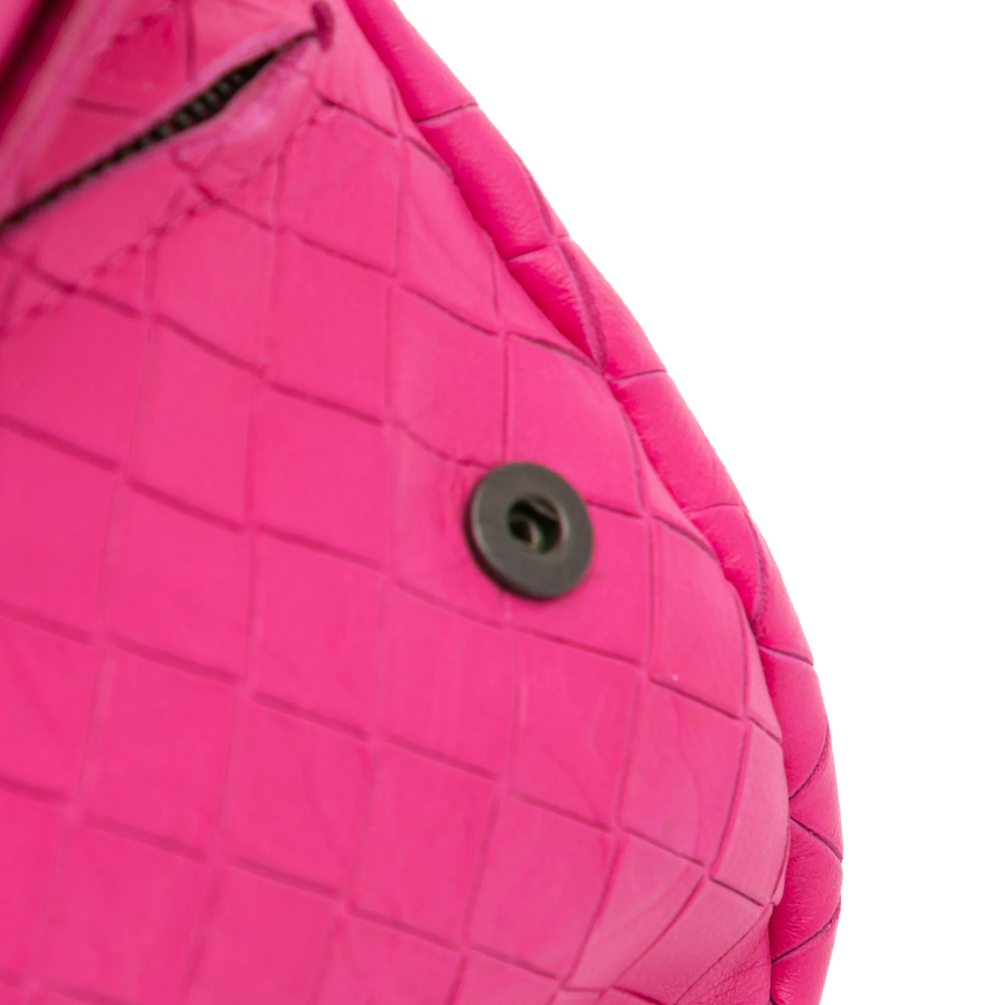 Bottega Veneta | Pre-Owned Small Calfskin Intrecciomirage Embossed Butterfly Chain Crossbody | Pink/Dark Pink - Image 4