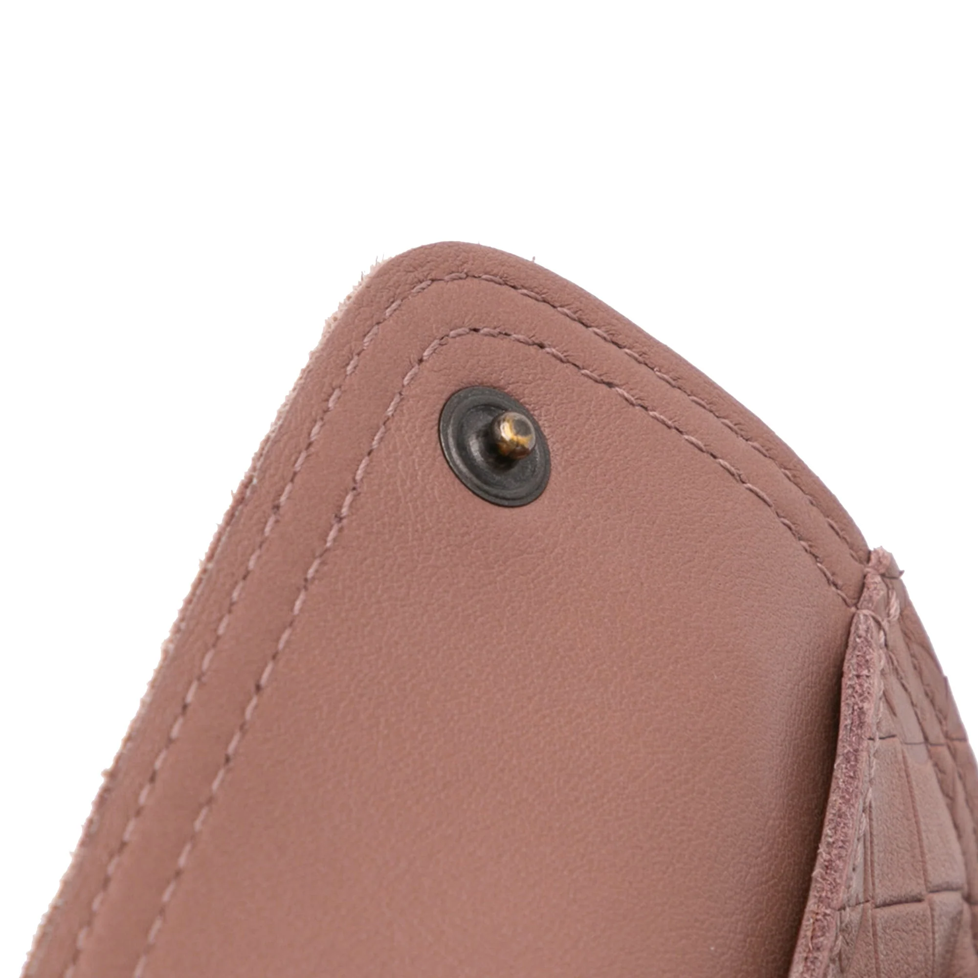 Bottega Veneta | Pre-Owned Small Calfskin Intrecciomirage Embossed Butterfly Chain Crossbody | Pink/Rose Gold - Image 2