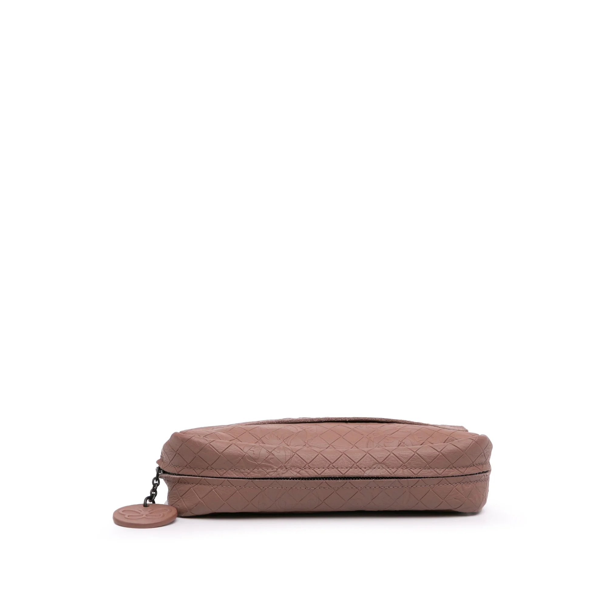 Bottega Veneta | Pre-Owned Small Calfskin Intrecciomirage Embossed Butterfly Chain Crossbody | Pink/Rose Gold - Image 6