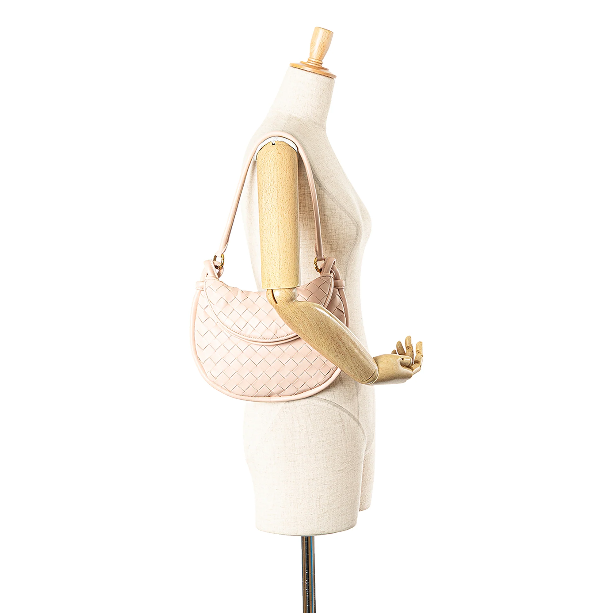 Bottega Veneta | Pre-Owned Small Nappa Intrecciato Gemelli Hobo | Pink/Light Pink - Image 2