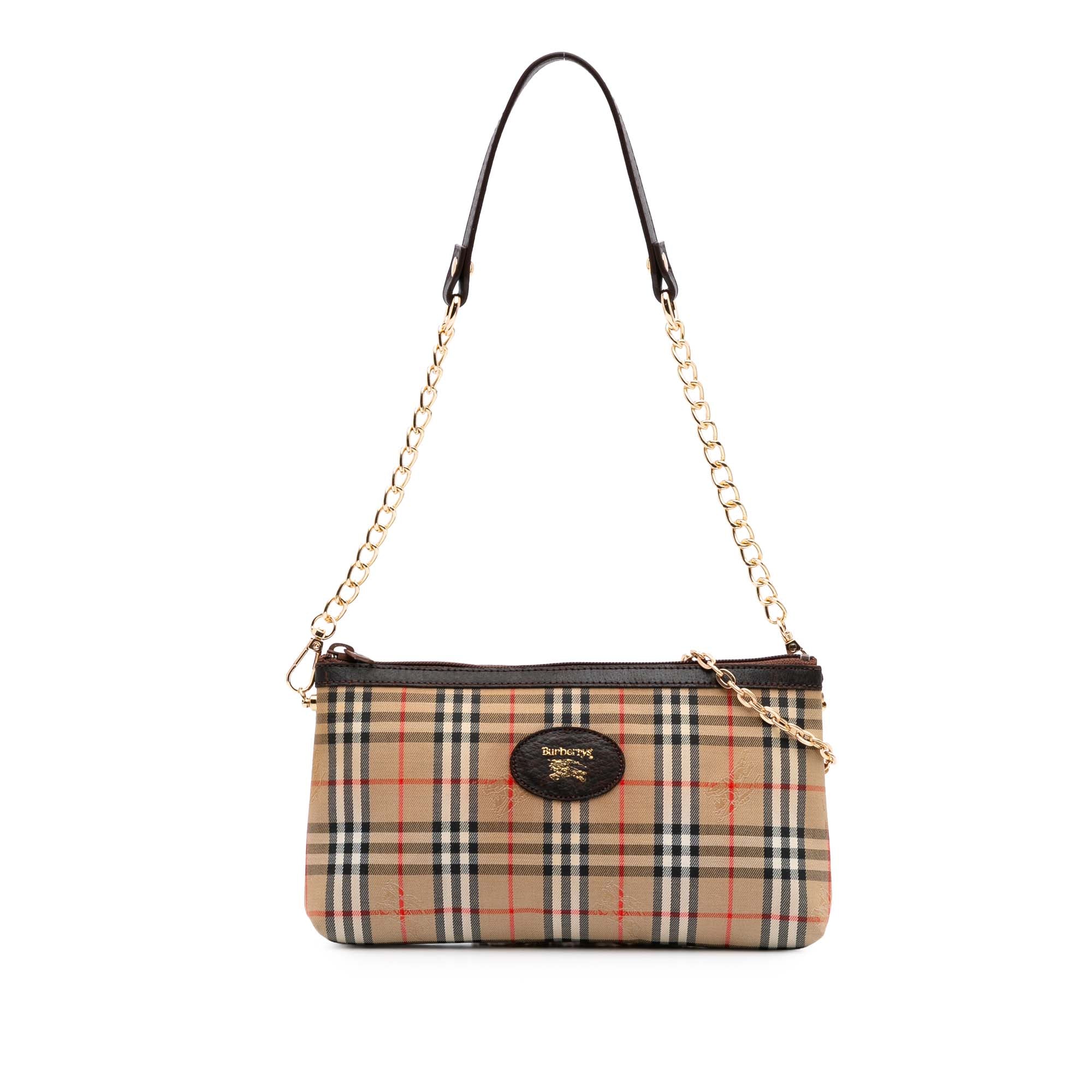 Burberry | Pre-Owned Haymarket Check Canvas Crossbody | Beige