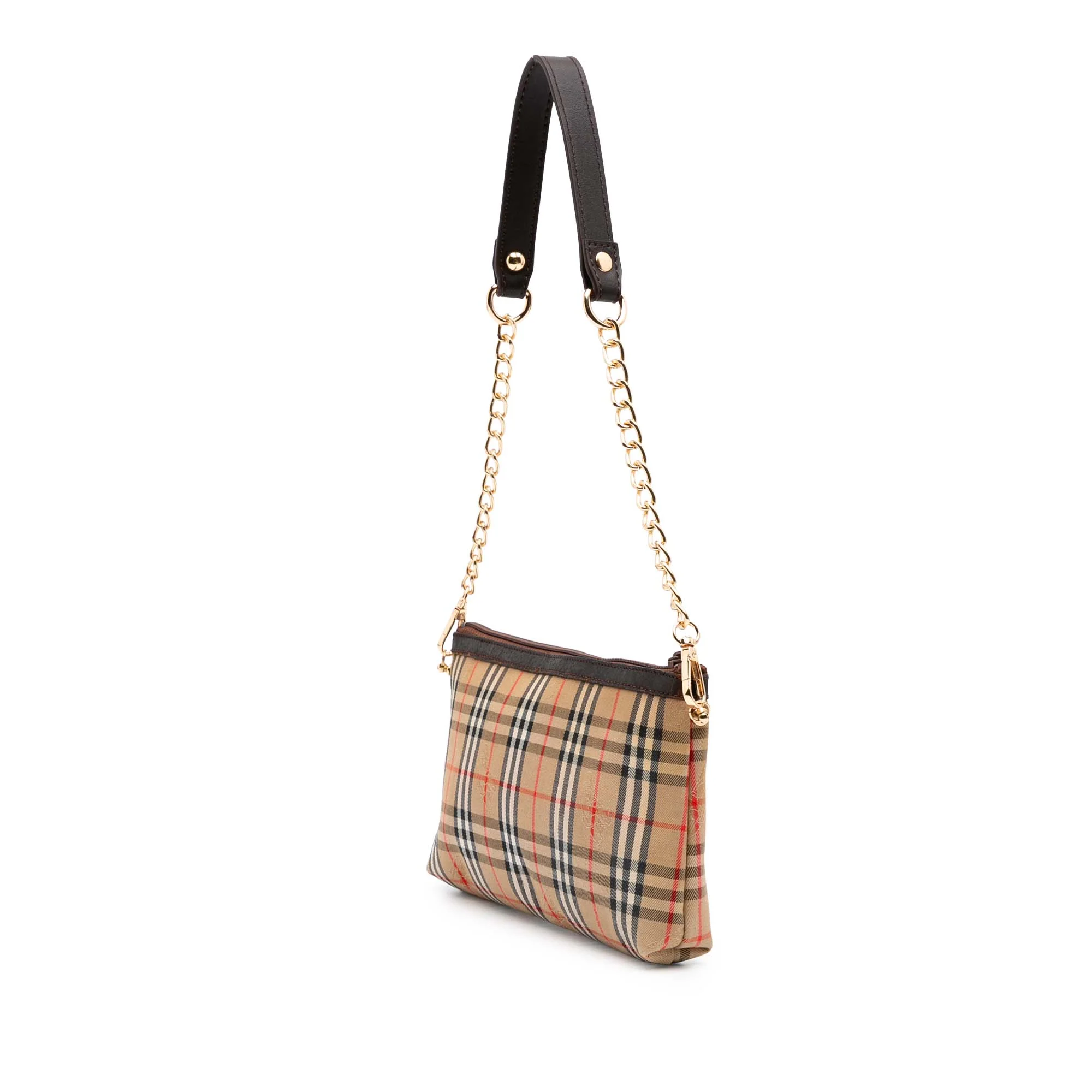 Burberry | Pre-Owned Haymarket Check Canvas Crossbody | Beige - Image 3