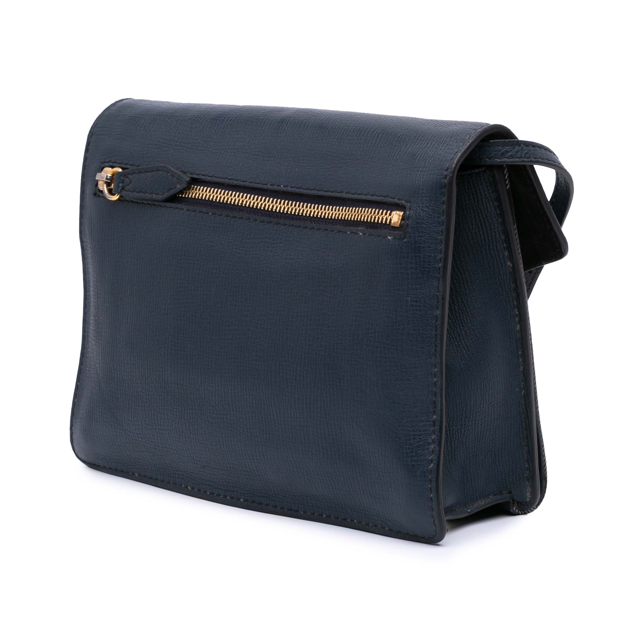 Burberry | Pre-Owned House Check Canvas and Leather Derby Macken Crossbody | Blue - Image 5