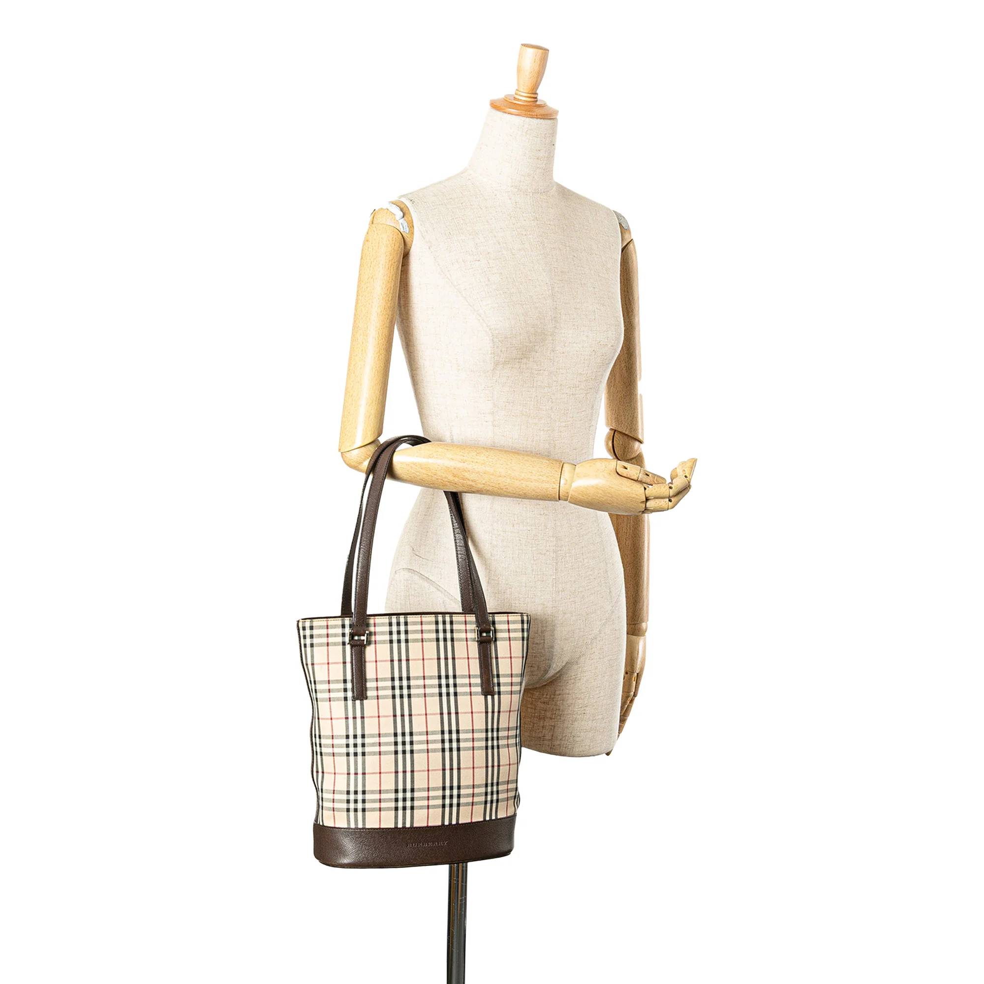 Burberry | Pre-Owned House Check Canvas Tote | Beige - Image 4
