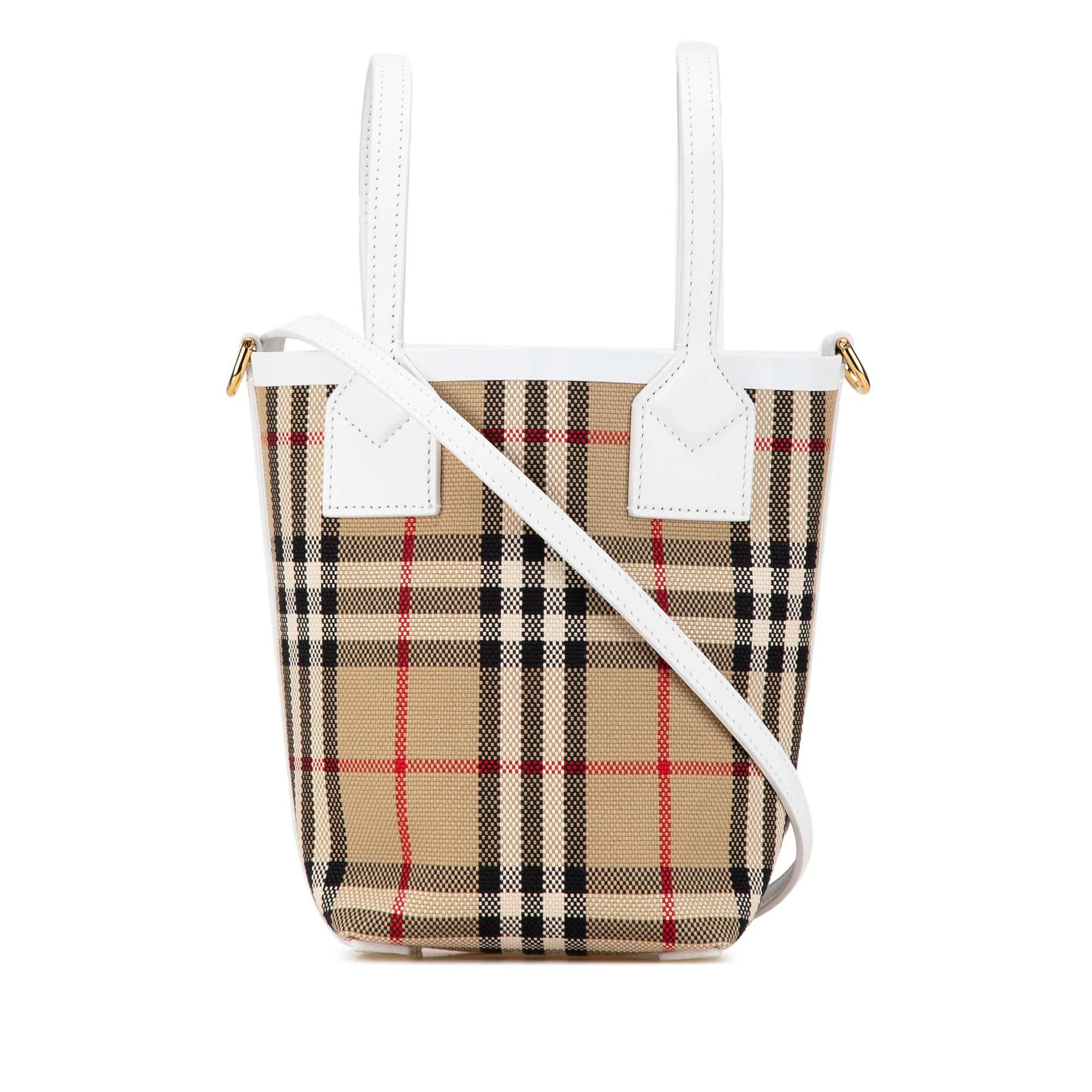Burberry | Pre-Owned Mini House Check Canvas London Tote | Beige
