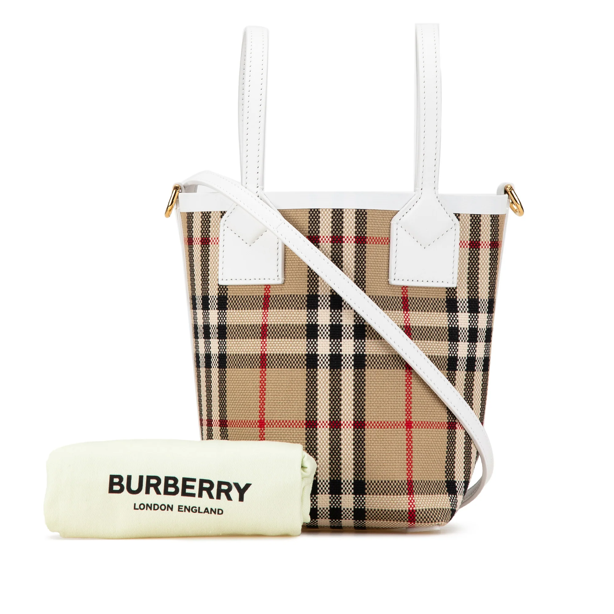 Burberry | Pre-Owned Mini House Check Canvas London Tote | Beige - Image 8