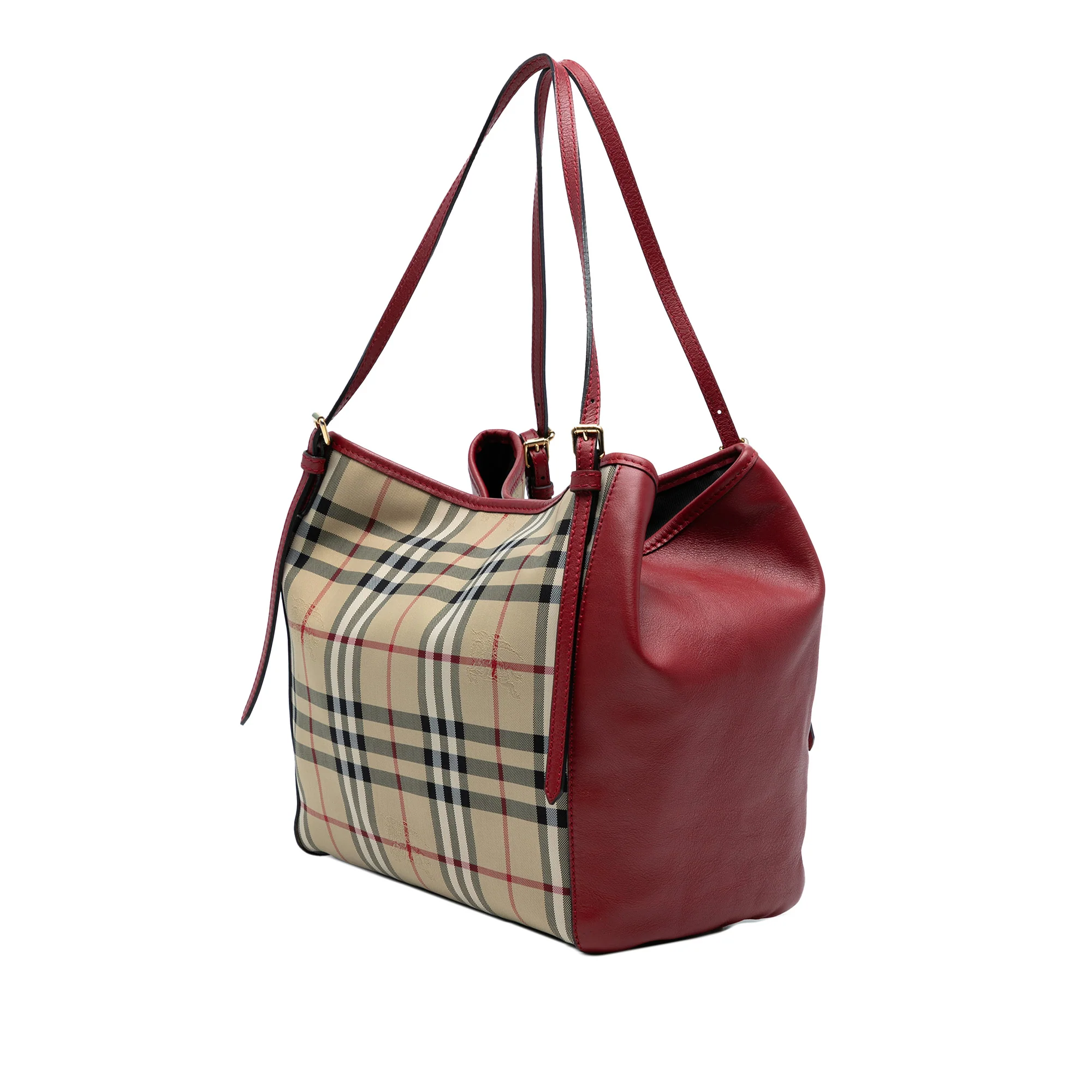 Burberry | Pre-Owned Small Haymarket Check Canvas and Leather Canterbury Tote | Beige - Image 2