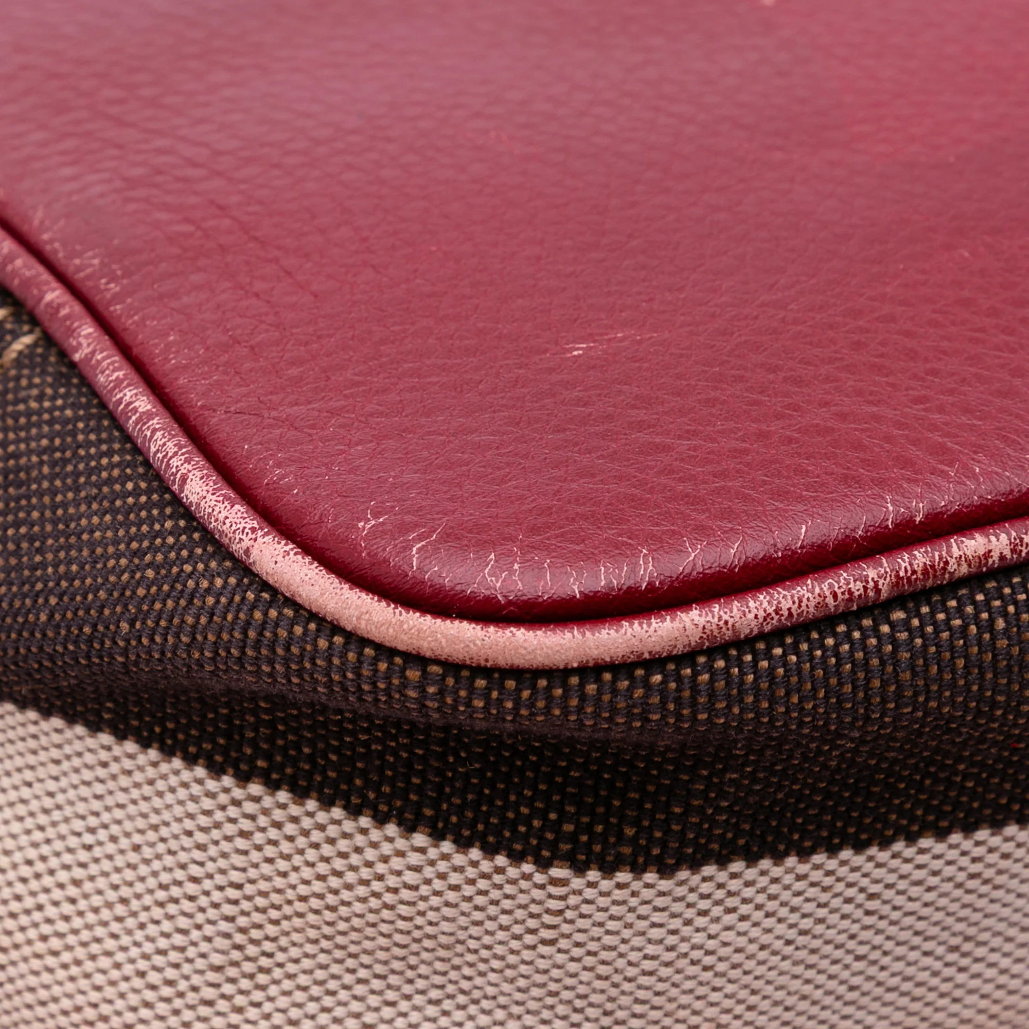 Burberry | Pre-Owned Small Mega Check Canvas and Suede Fringe Belgrove Bucket Bag | Red - Image 12