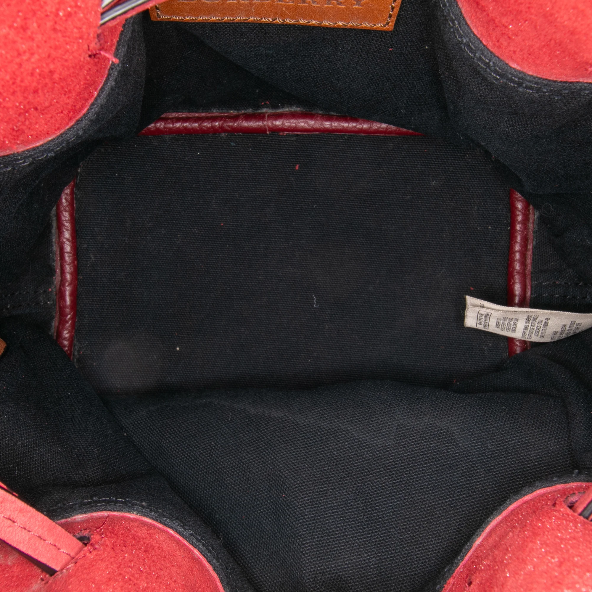 Burberry | Pre-Owned Small Mega Check Canvas and Suede Fringe Belgrove Bucket Bag | Red - Image 7