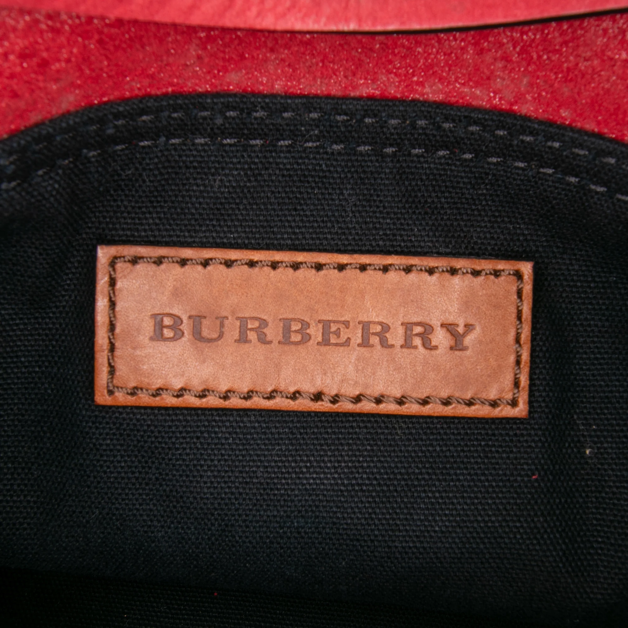 Burberry | Pre-Owned Small Mega Check Canvas and Suede Fringe Belgrove Bucket Bag | Red - Image 8