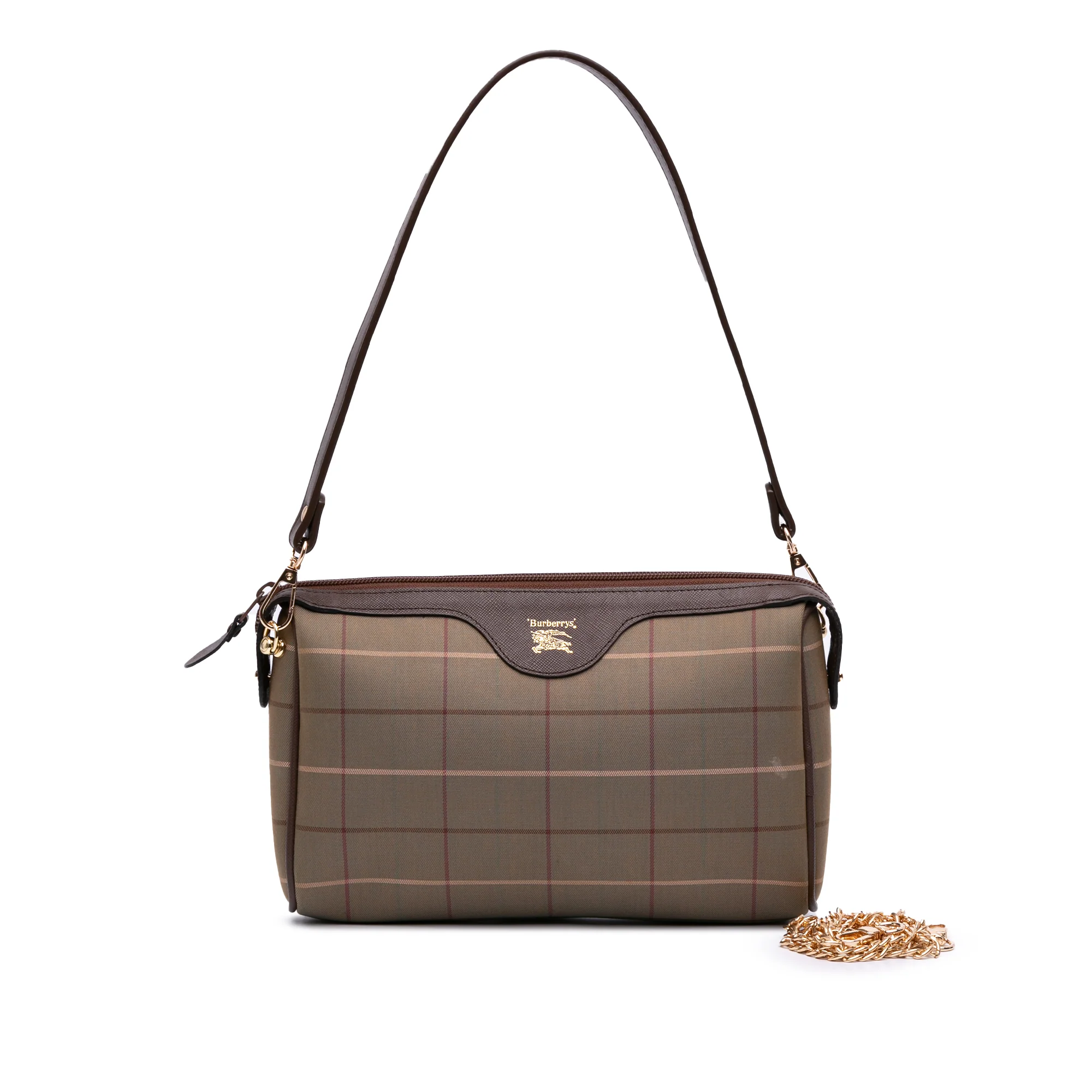 Burberry | Pre-Owned Vintage Check Canvas Satchel | Brown - Image 8