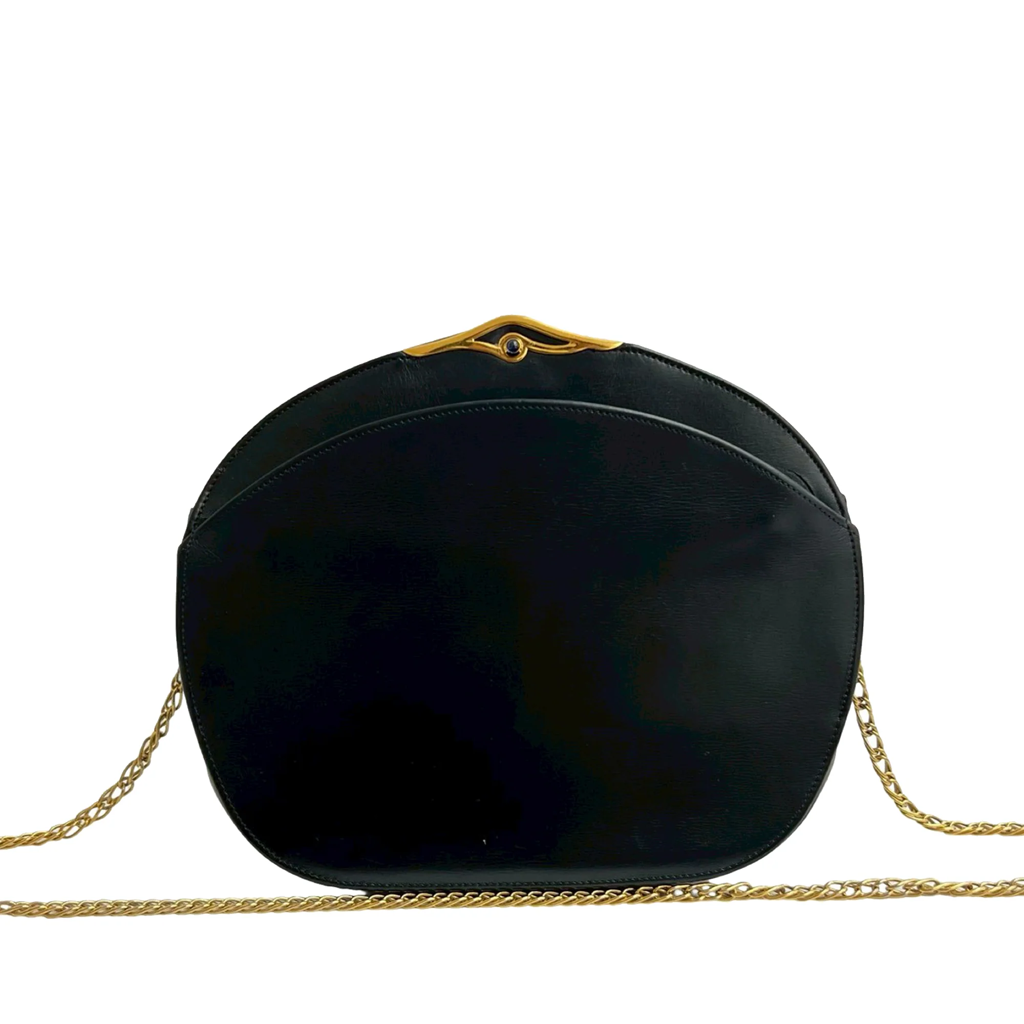 Cartier | Pre-Owned Leather Sapphire Chain Crossbody | Black