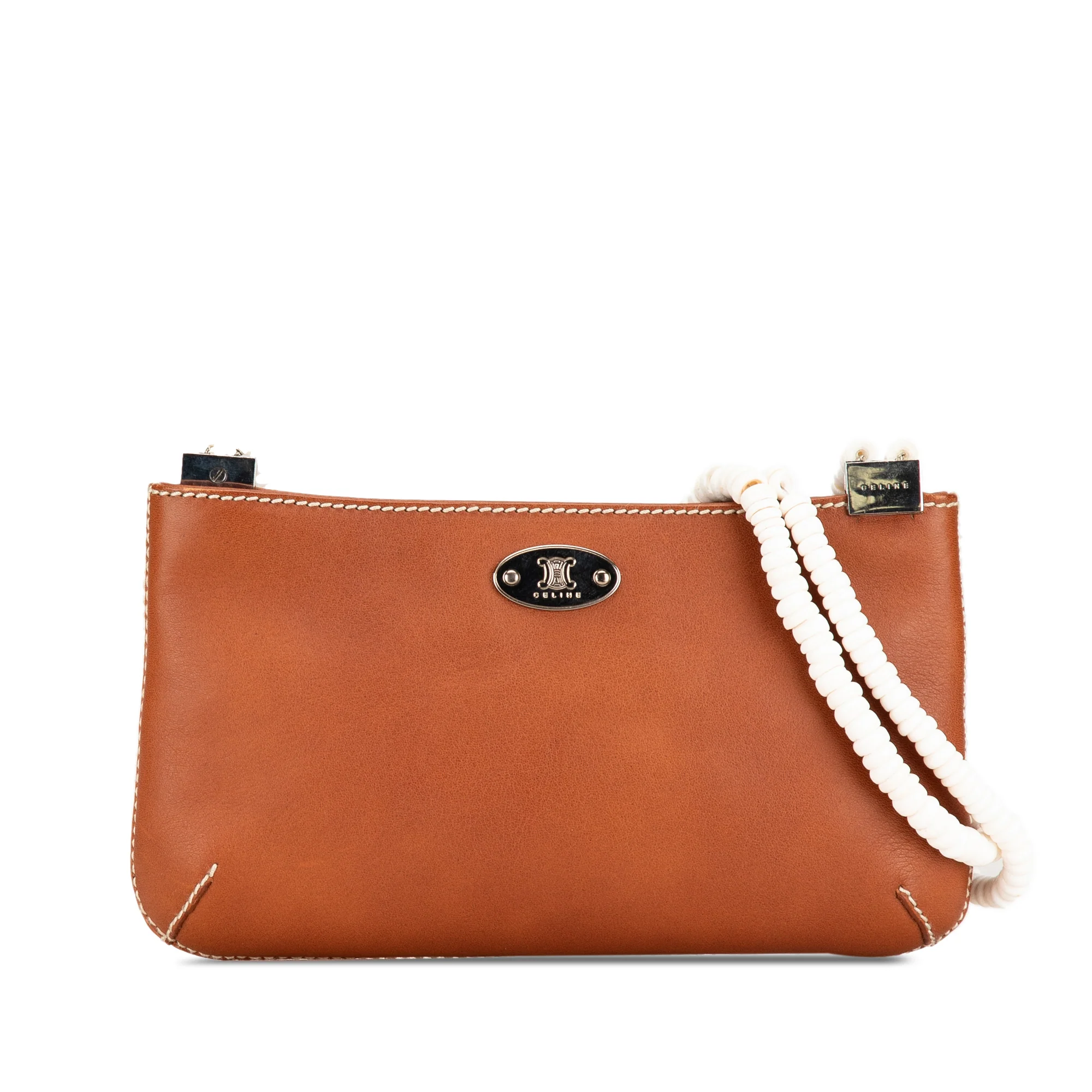 Celine | Pre-Owned Calfskin Shell Strap Shoulder Bag | Brown