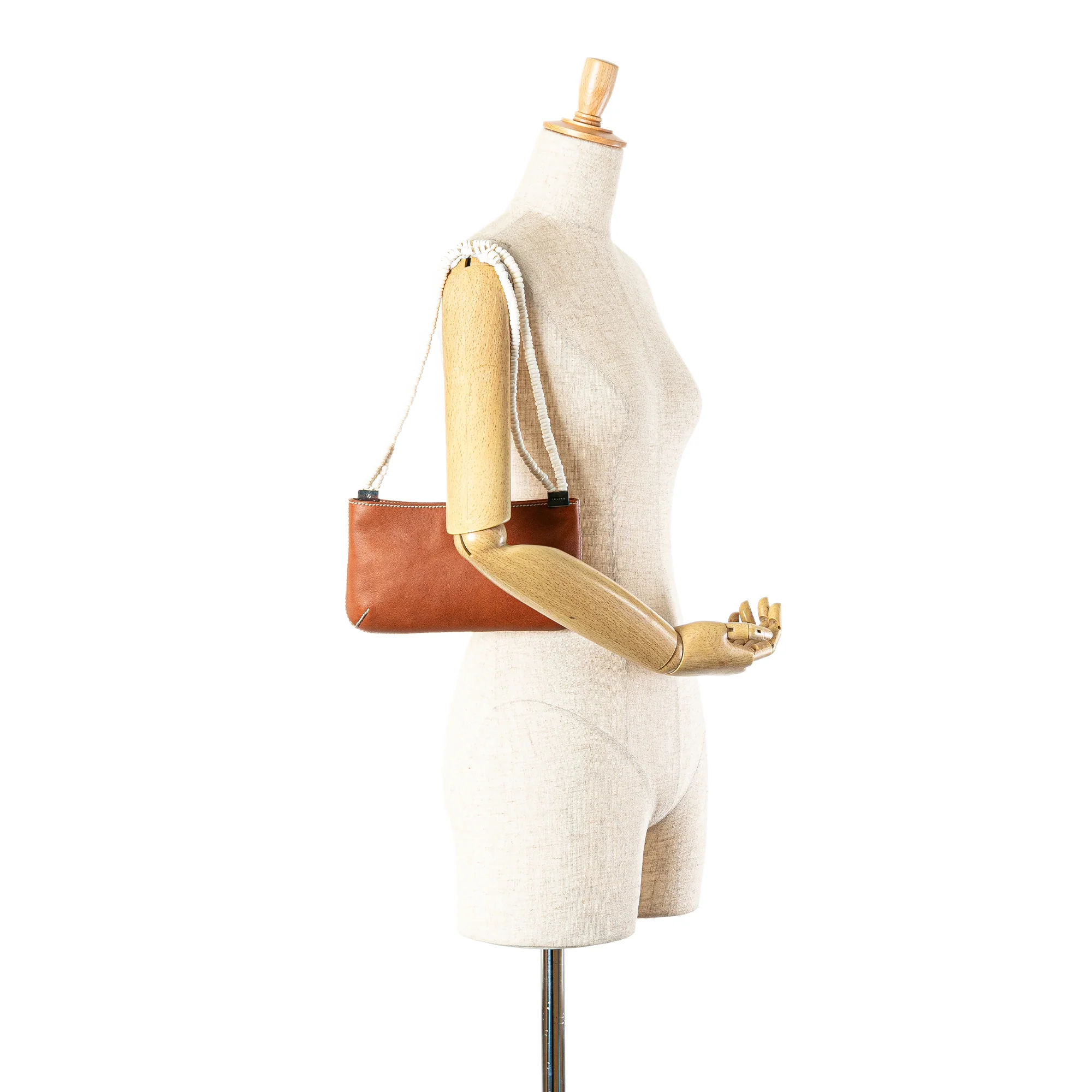 Celine | Pre-Owned Calfskin Shell Strap Shoulder Bag | Brown - Image 8