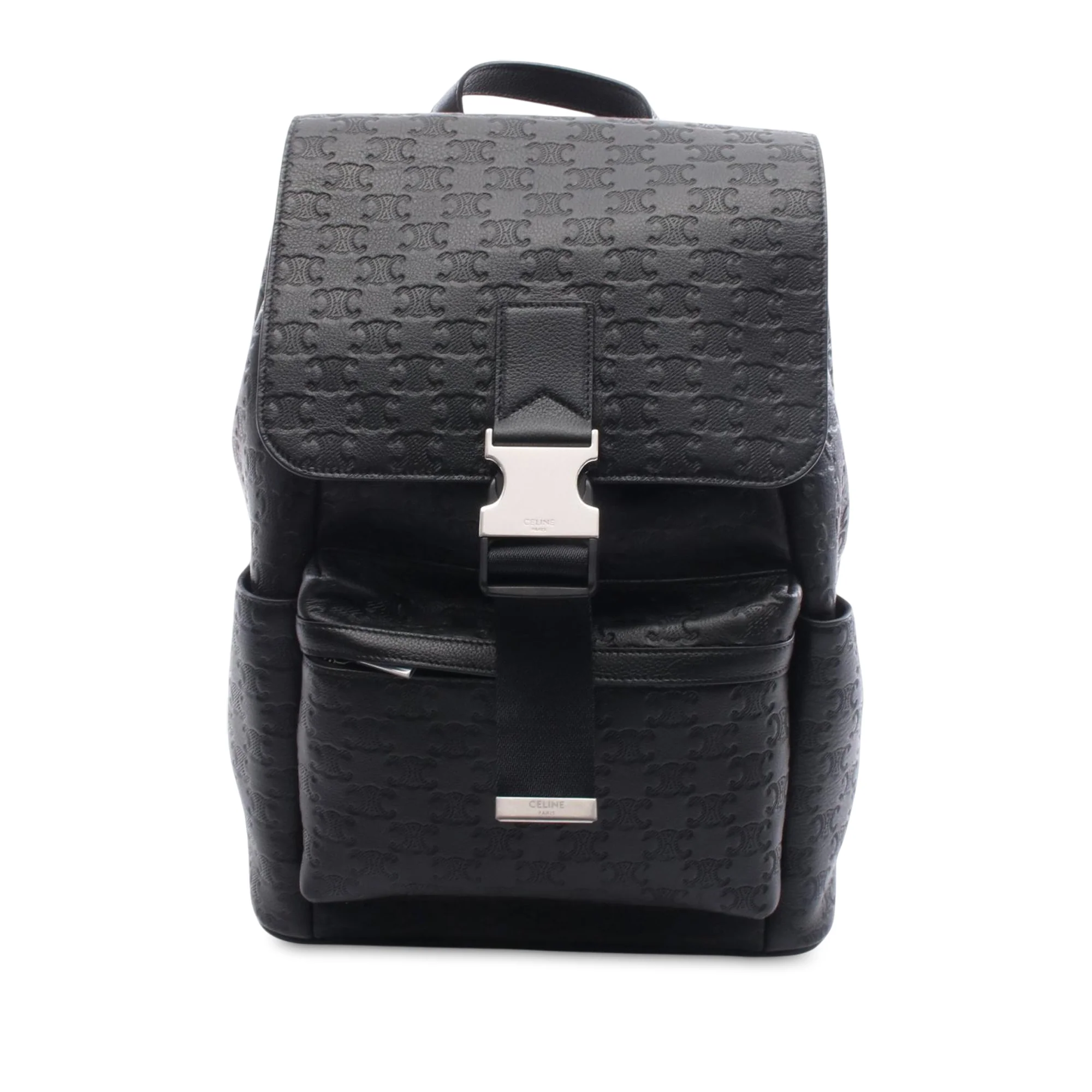 Celine | Pre-Owned Embossed Calfskin Triomphe Backpack | Black