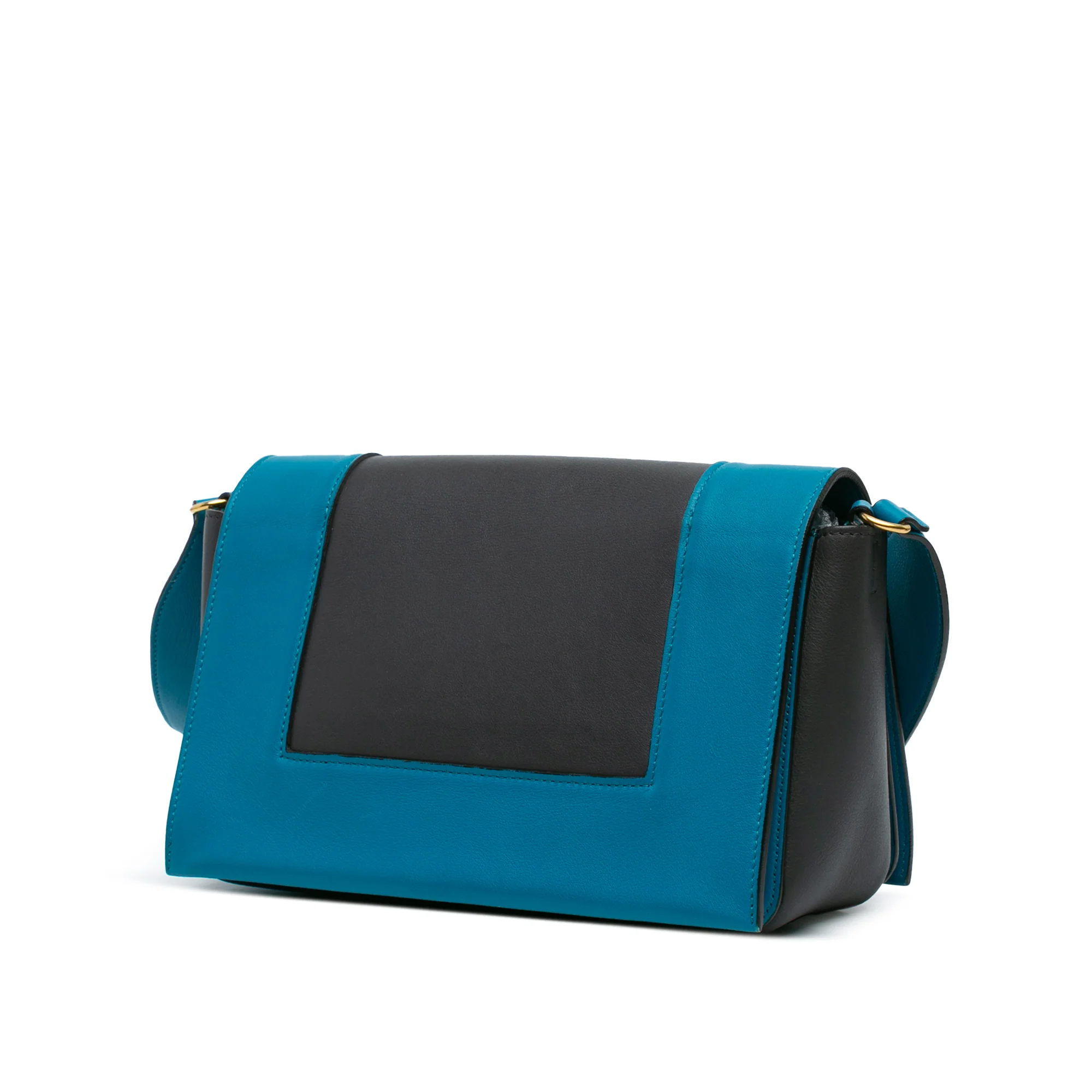 Celine | Pre-Owned Leather Frame Shoulder Bag | Black/Blue - Image 2