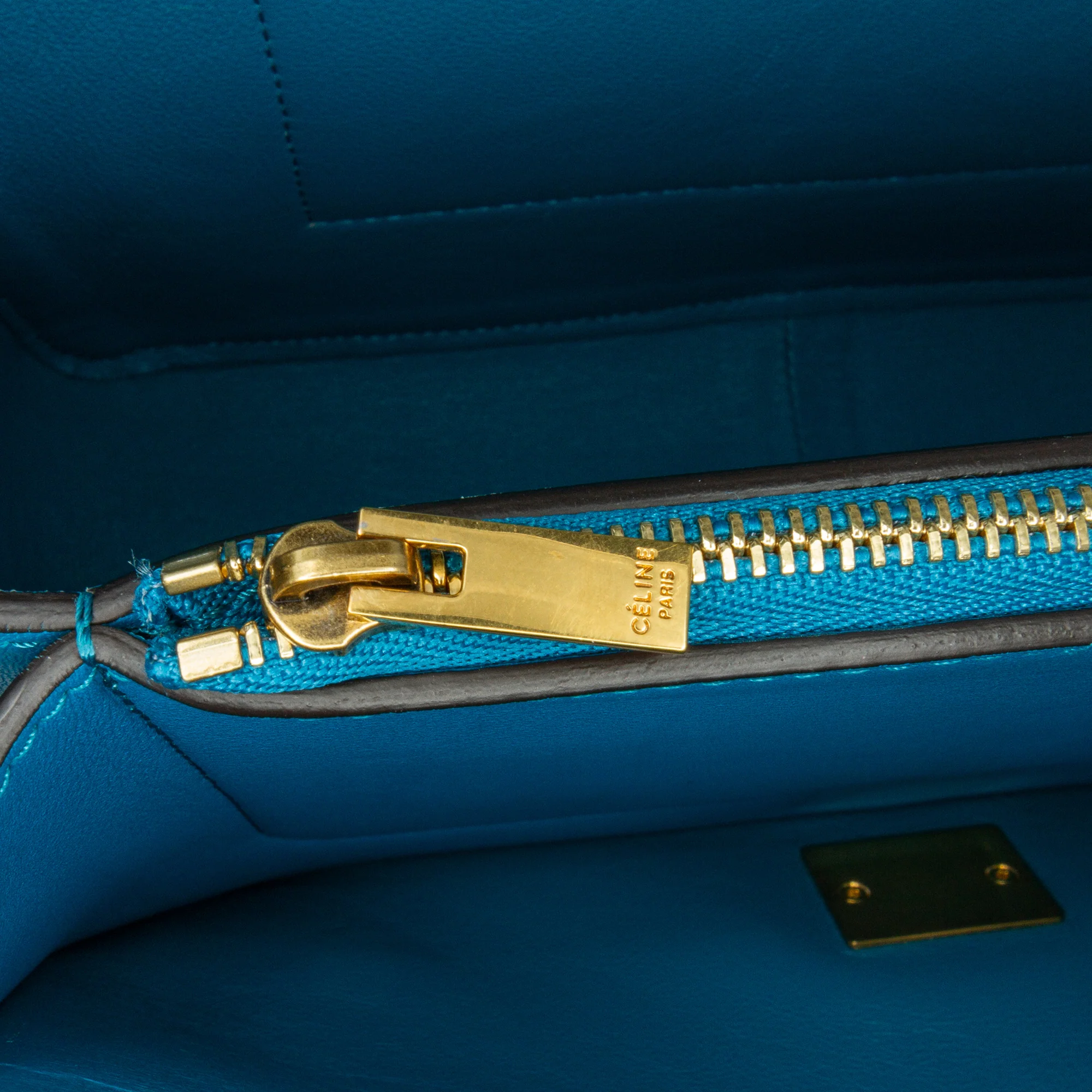 Celine | Pre-Owned Leather Frame Shoulder Bag | Black/Blue - Image 8