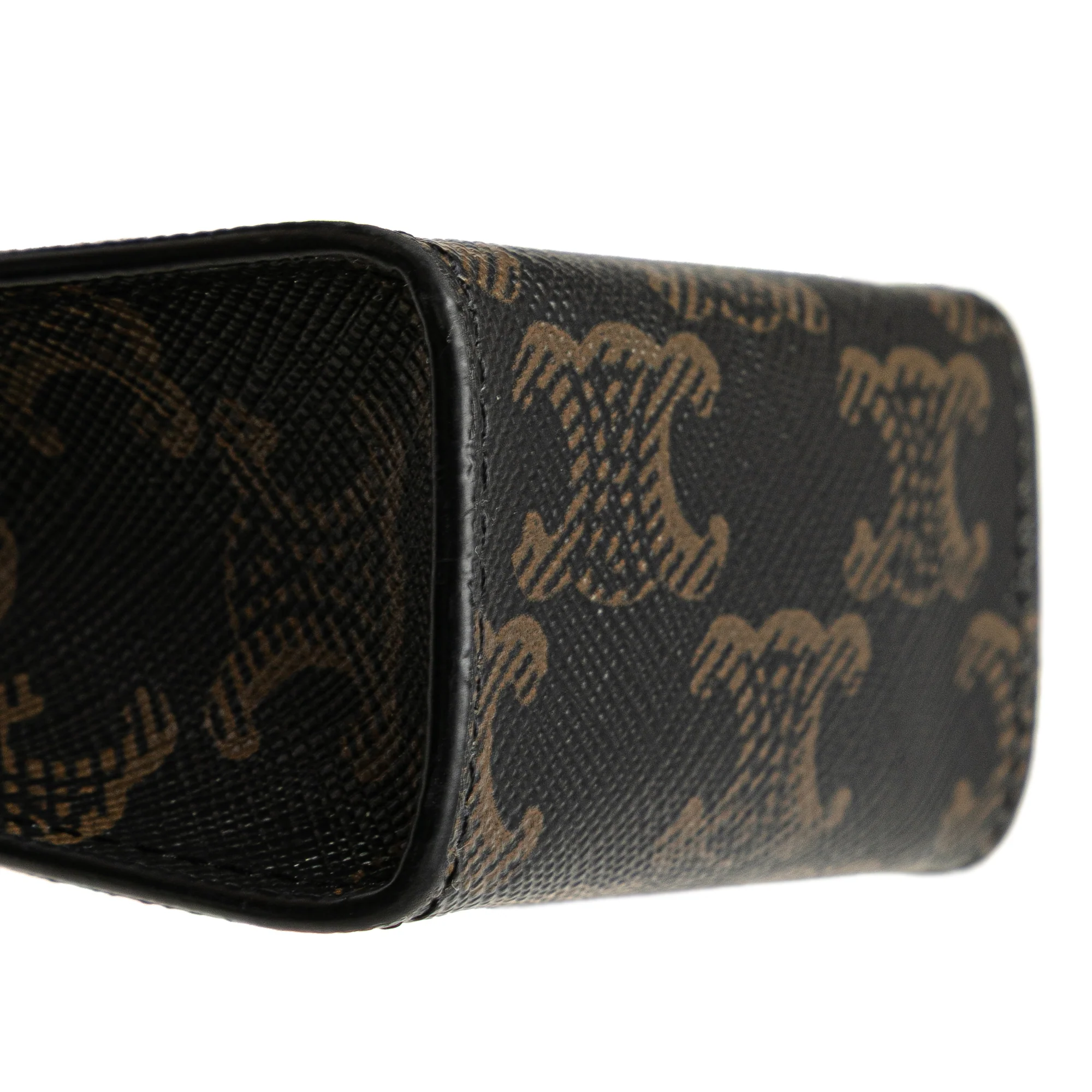 Celine | Pre-Owned Micro Triomphe Coated Canvas Vertical Cabas Bag Charm | Brown/Dark Brown - Image 11