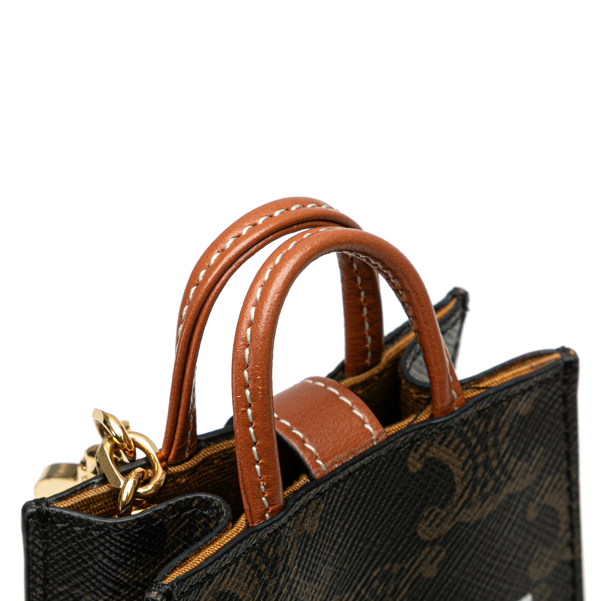 Celine | Pre-Owned Micro Triomphe Coated Canvas Vertical Cabas Bag Charm | Brown/Dark Brown - Image 2