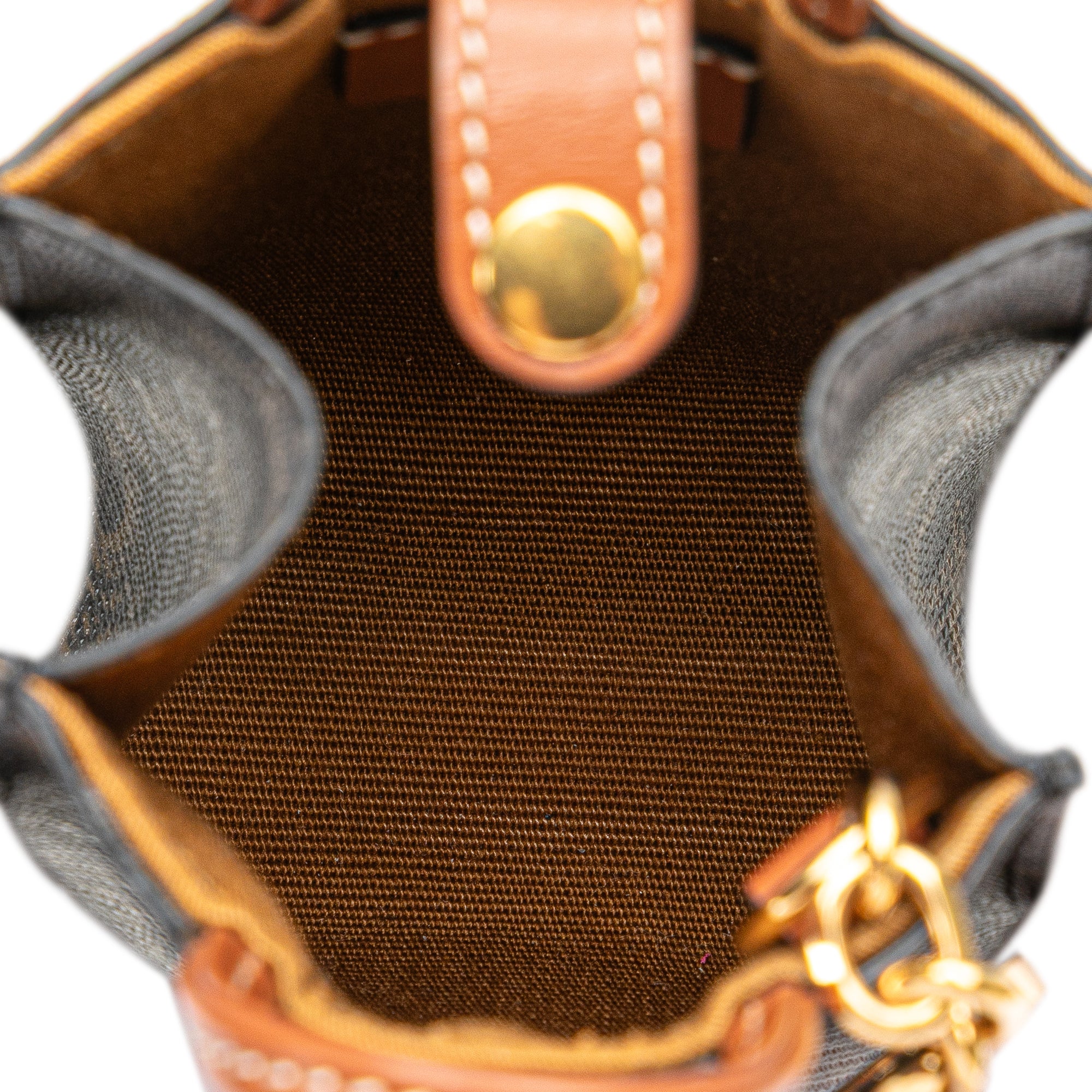 Celine | Pre-Owned Micro Triomphe Coated Canvas Vertical Cabas Bag Charm | Brown/Dark Brown - Image 7