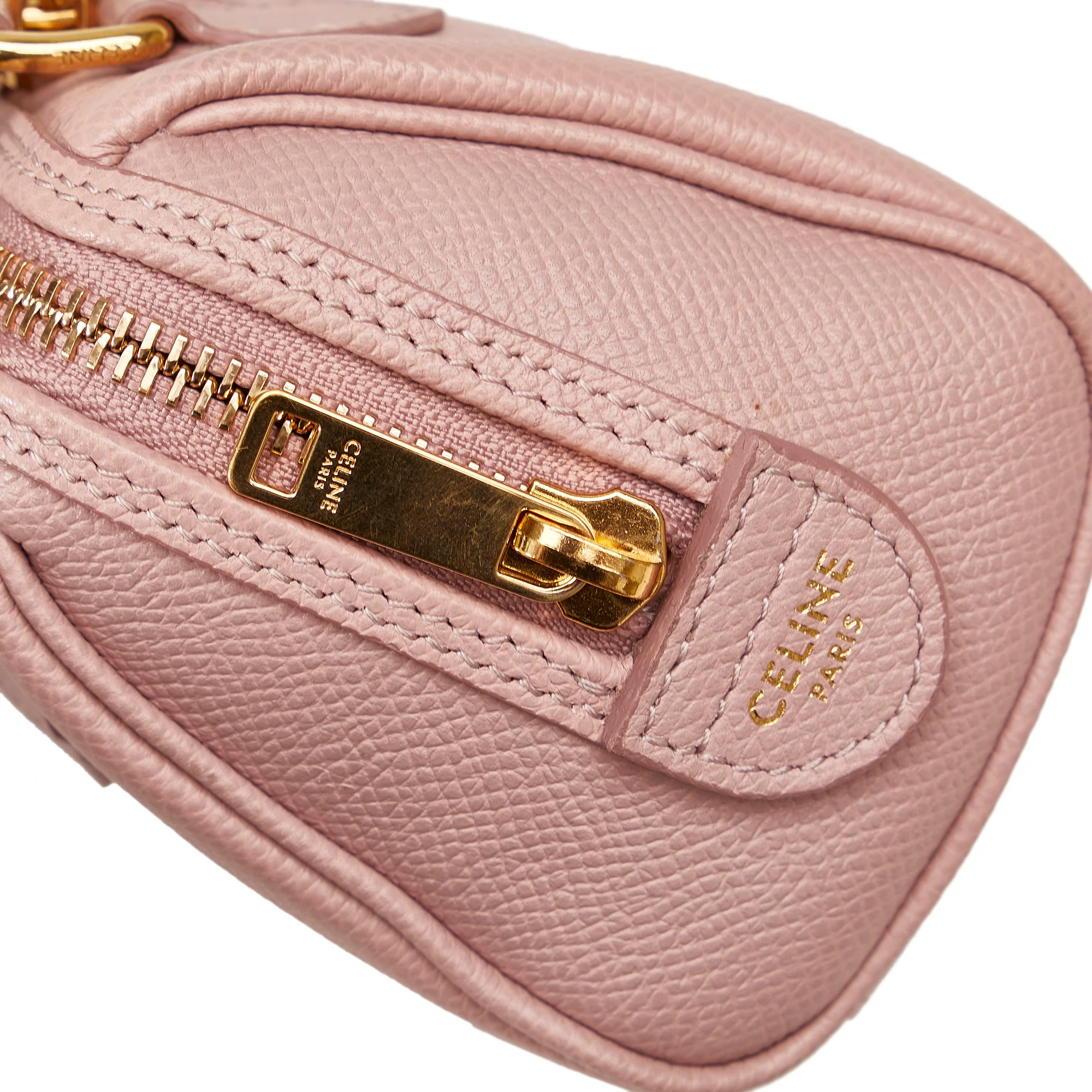Celine | Pre-Owned Mini Grained Leather Chain Boston | Pink/Light Pink - Image 9