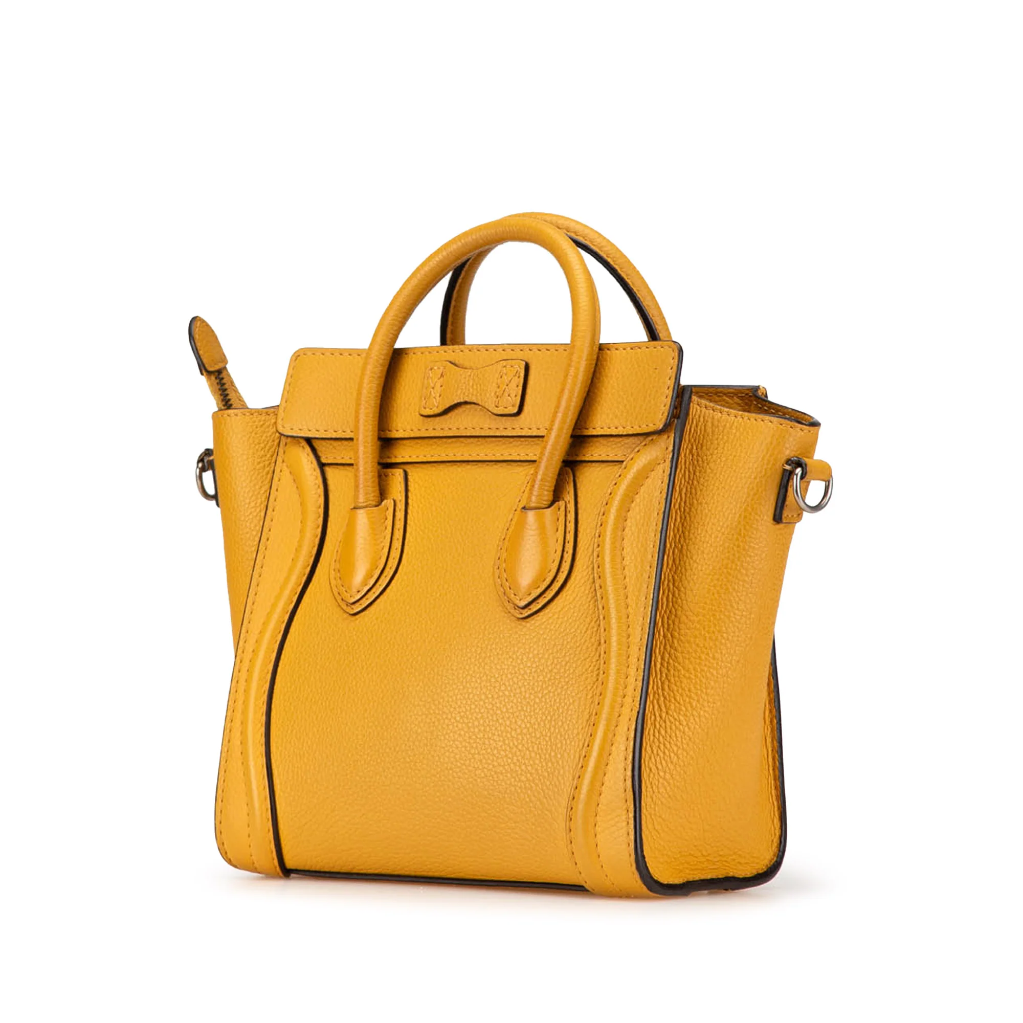 Celine | Pre-Owned Nano Leather Luggage Tote | Yellow/Mustard - Image 4