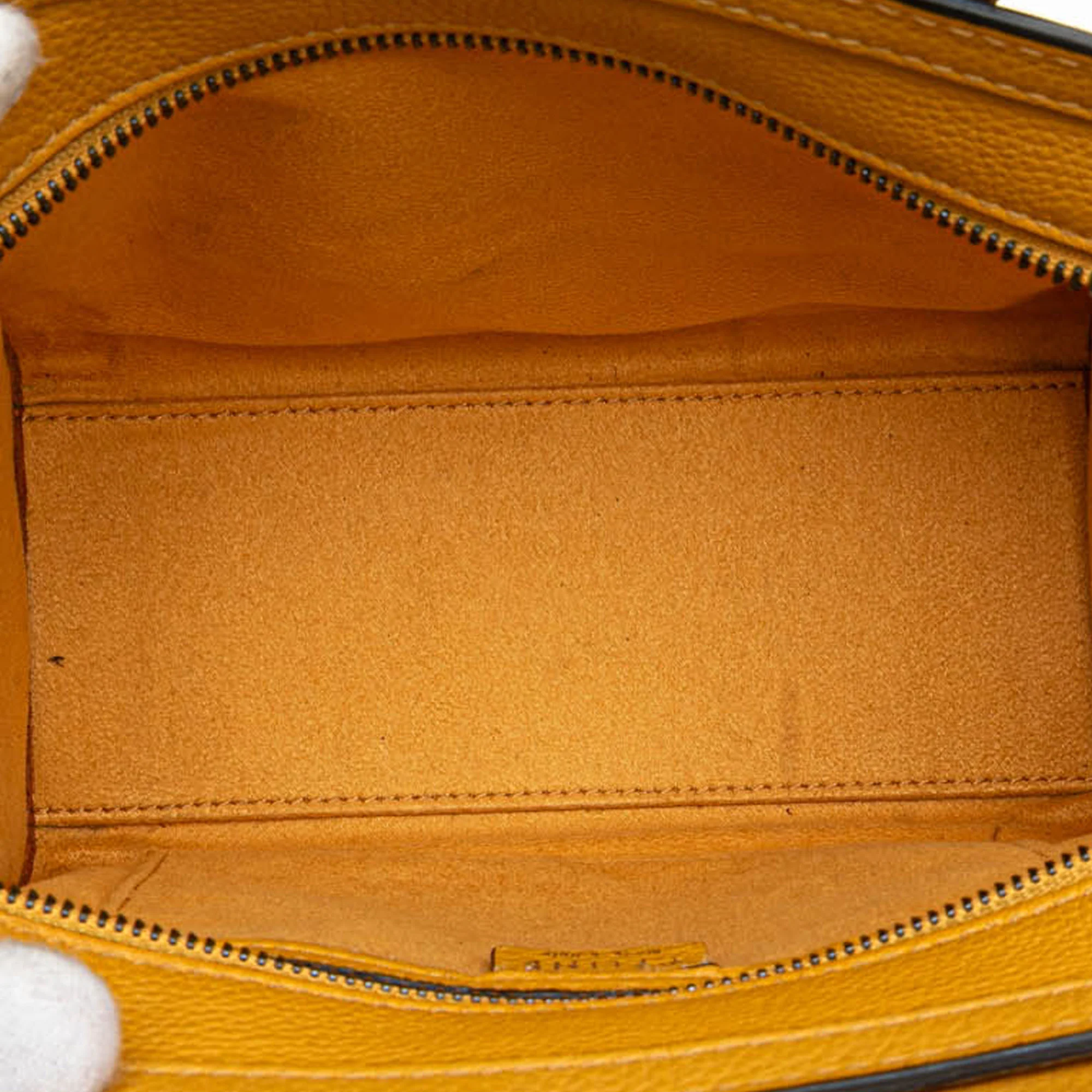 Celine | Pre-Owned Nano Leather Luggage Tote | Yellow/Mustard - Image 6