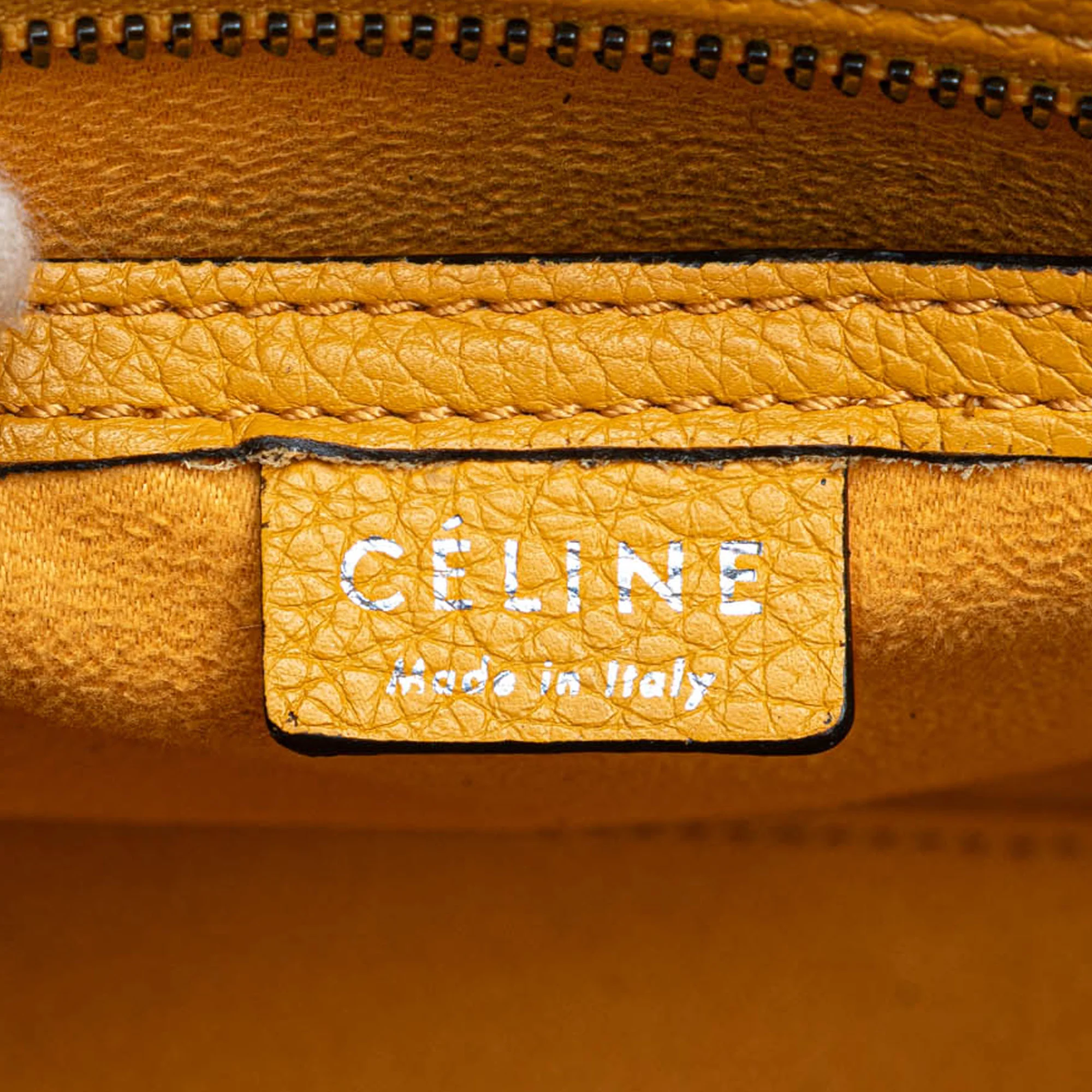 Celine | Pre-Owned Nano Leather Luggage Tote | Yellow/Mustard - Image 7