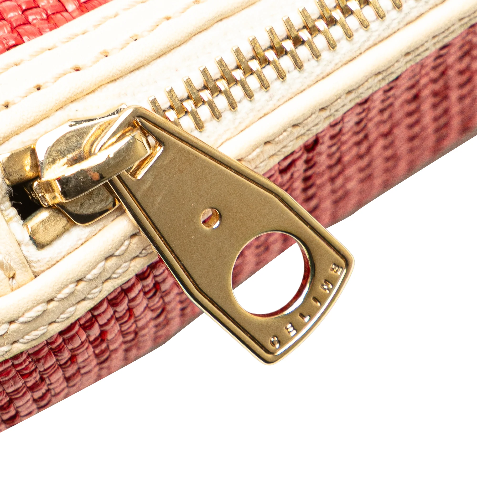 Celine | Pre-Owned Raffia Shoulder Bag | Red/WhiteWhite - Image 12
