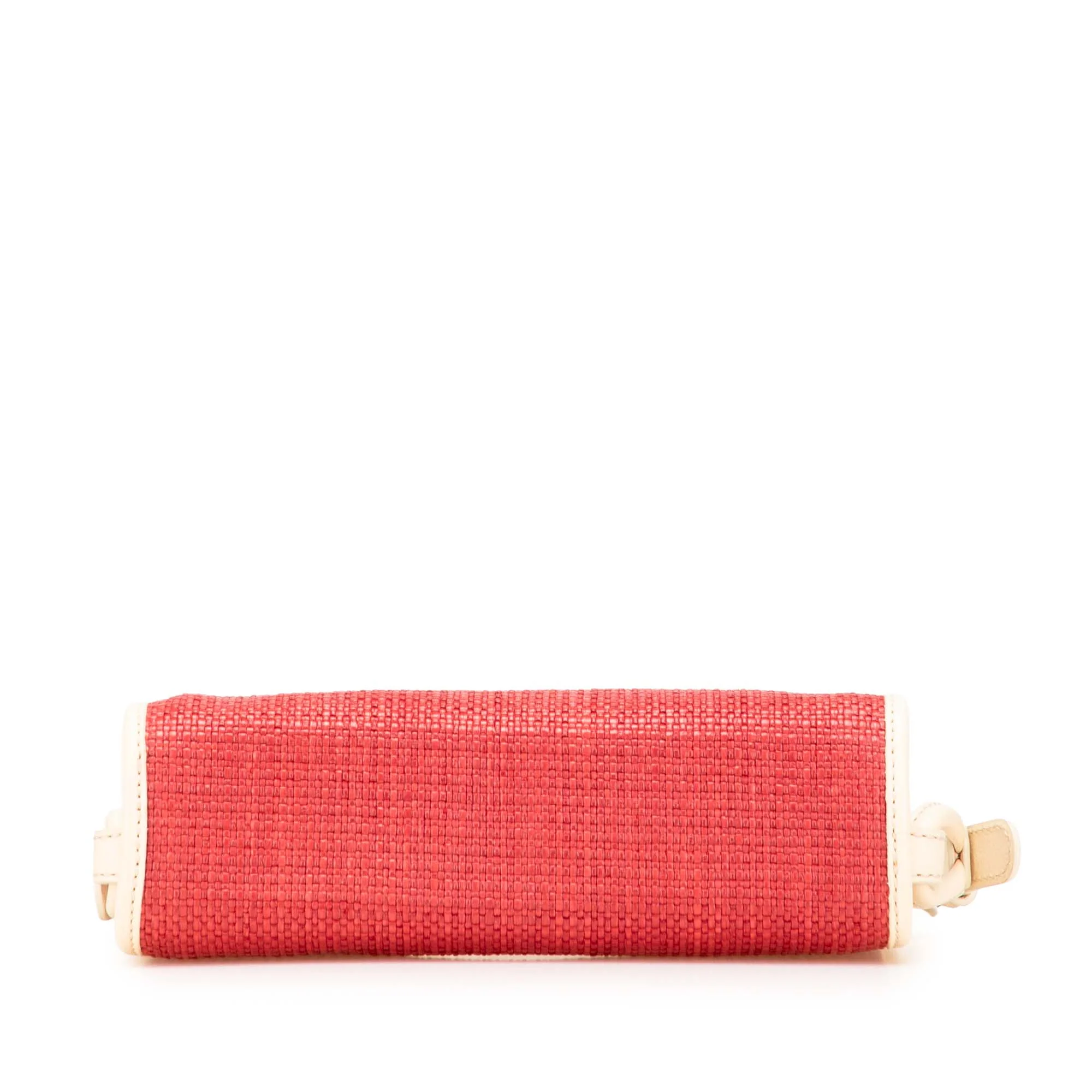 Celine | Pre-Owned Raffia Shoulder Bag | Red/WhiteWhite - Image 6