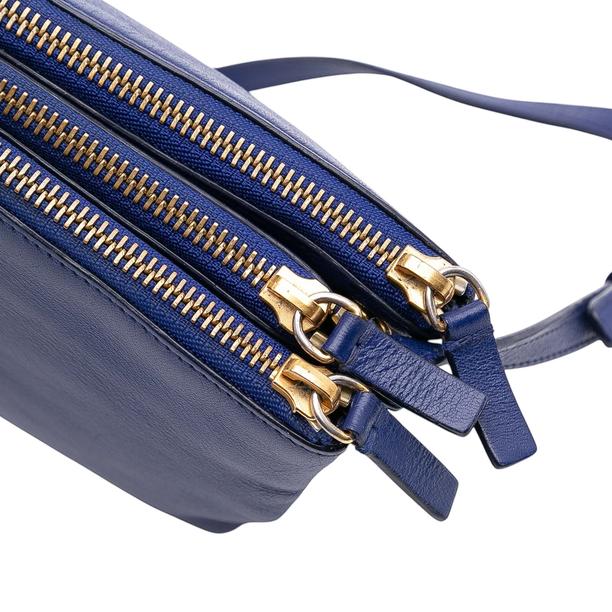 Celine | Pre-Owned Small Lambskin Trio Crossbody | Blue - Image 9