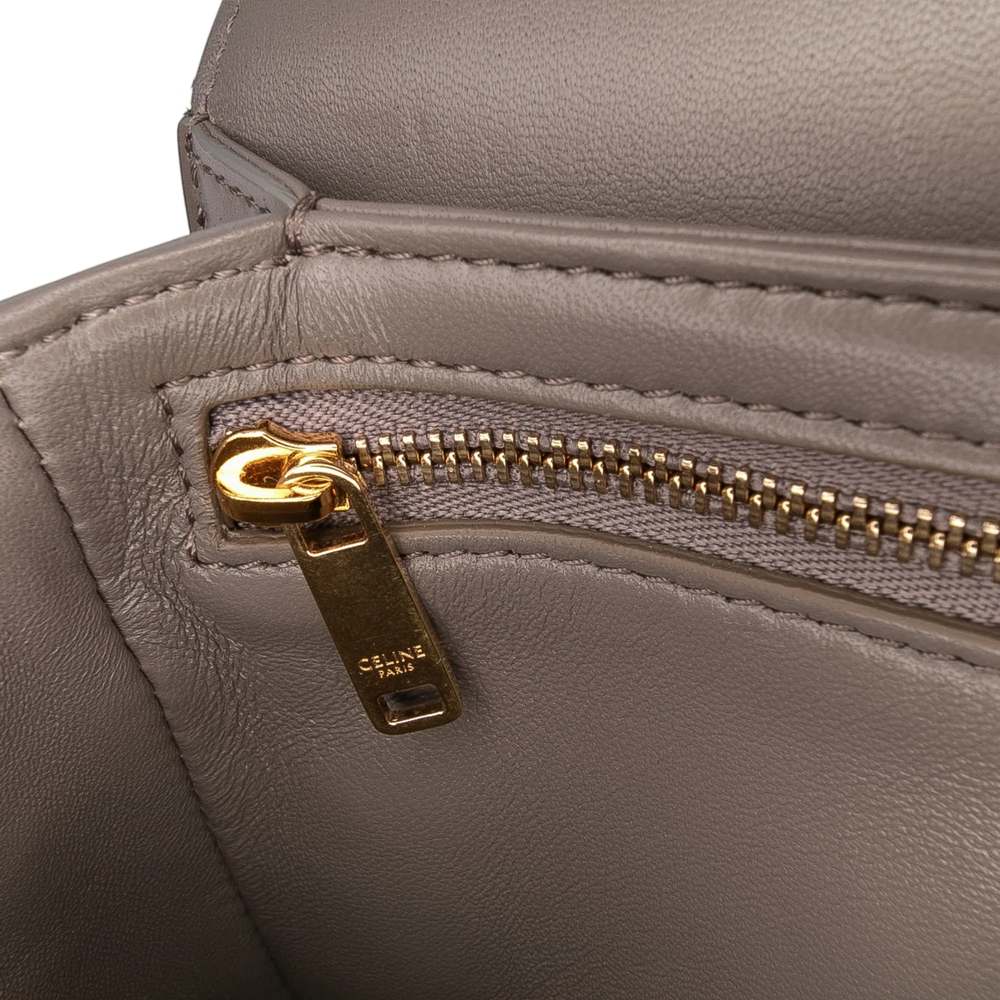 Celine | Pre-Owned Teen Shiny Calfskin Triomphe Crossbody | Brown/Taupe - Image 10
