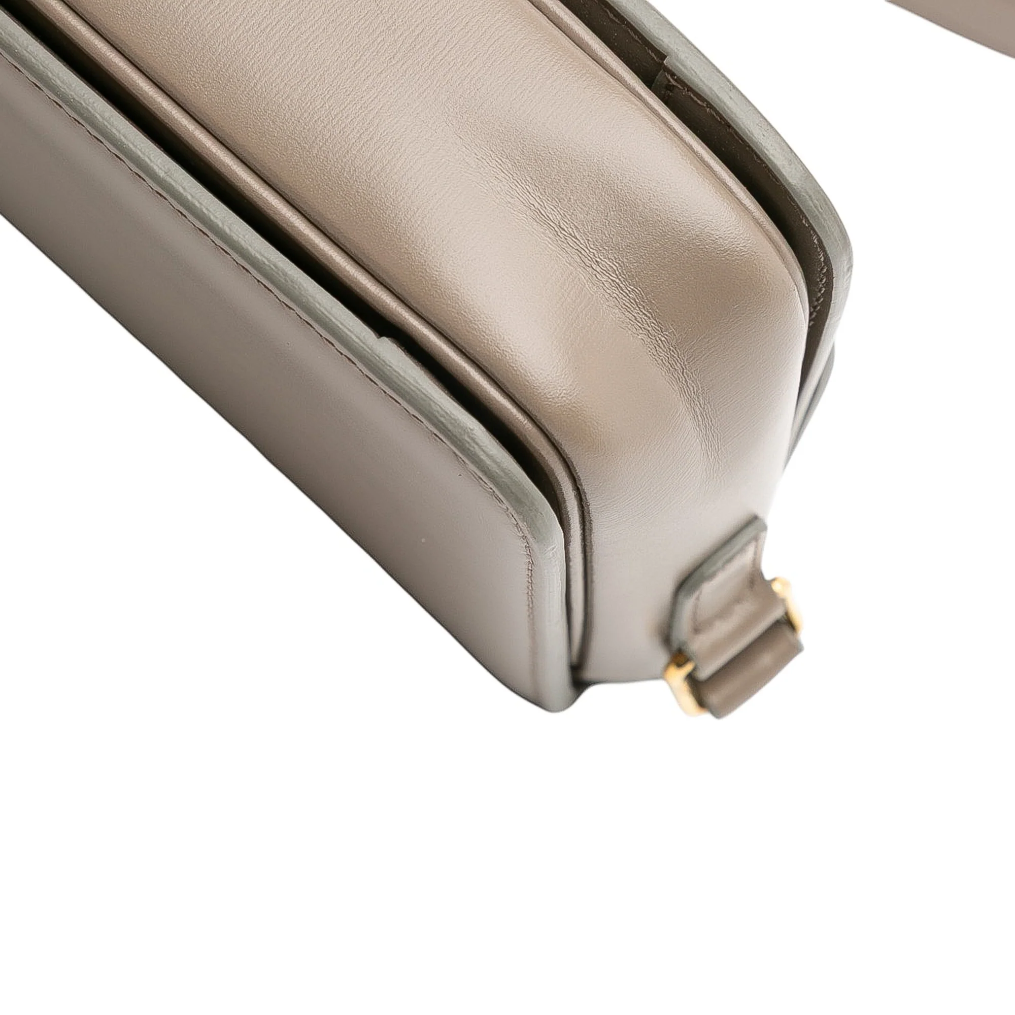 Celine | Pre-Owned Teen Shiny Calfskin Triomphe Crossbody | Brown/Taupe - Image 11