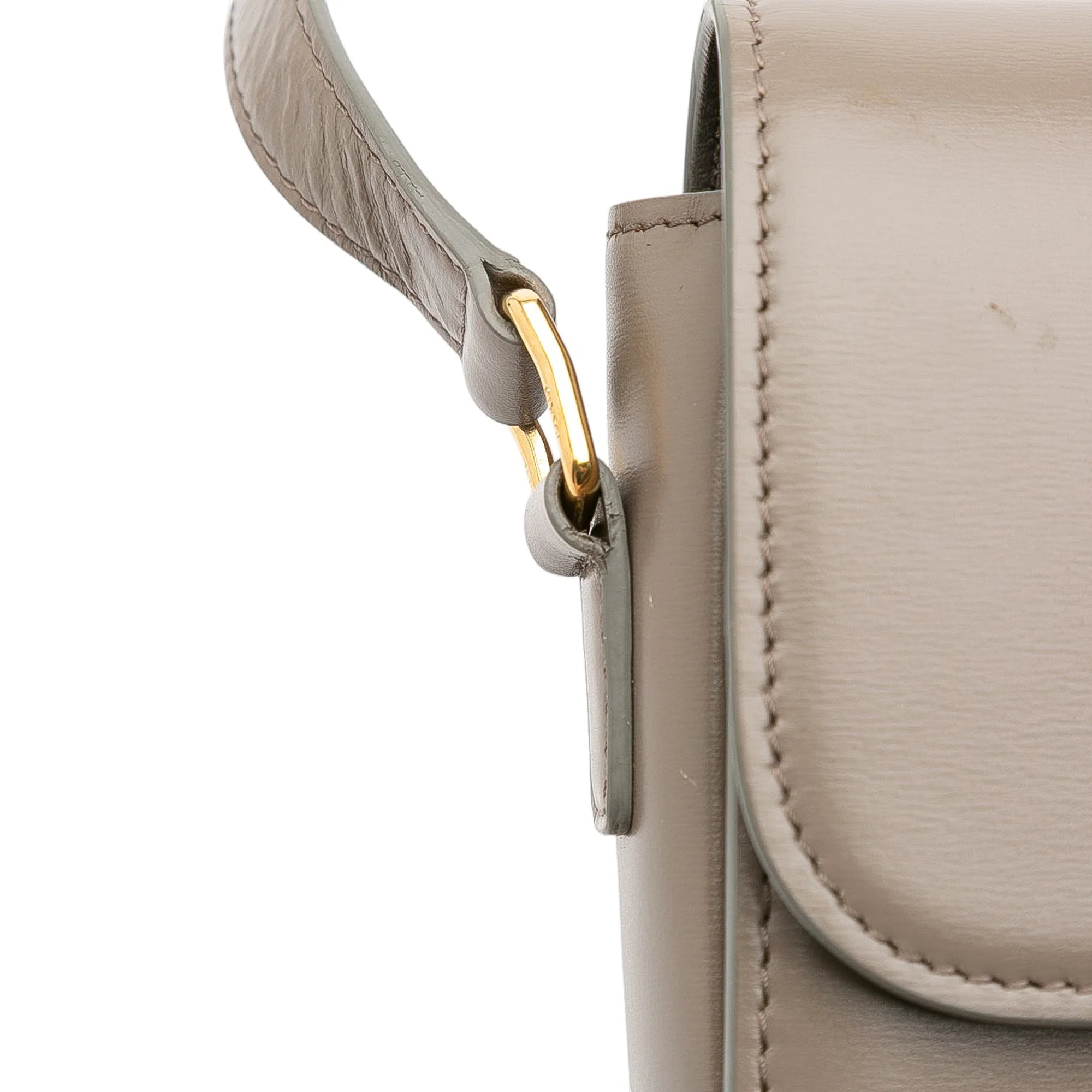 Celine | Pre-Owned Teen Shiny Calfskin Triomphe Crossbody | Brown/Taupe - Image 12