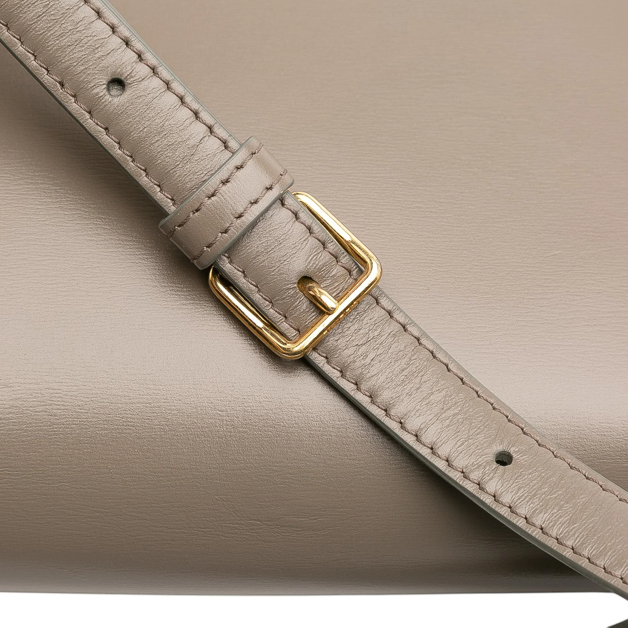 Celine | Pre-Owned Teen Shiny Calfskin Triomphe Crossbody | Brown/Taupe - Image 3