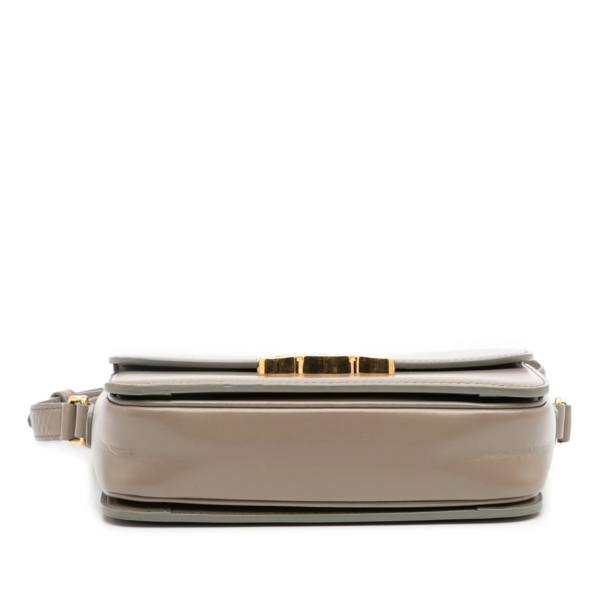 Celine | Pre-Owned Teen Shiny Calfskin Triomphe Crossbody | Brown/Taupe - Image 6